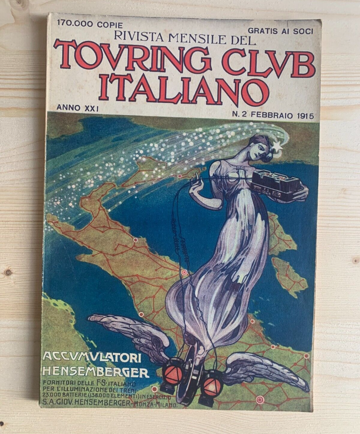 TOURING CLUB FEBBRAIO 1915 - ANNO XXI N.2 accumulatori Hesemberger #