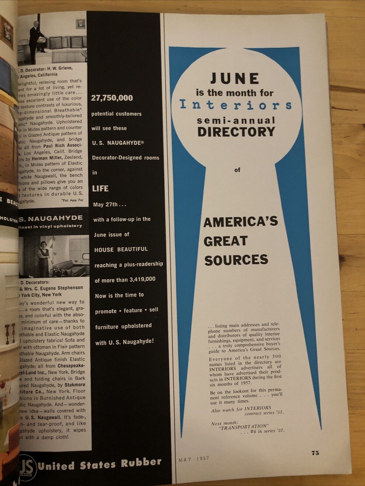 INTERIORS MAGAZINE MAY 1957 Olga Gueft - Interiors, design, architecture