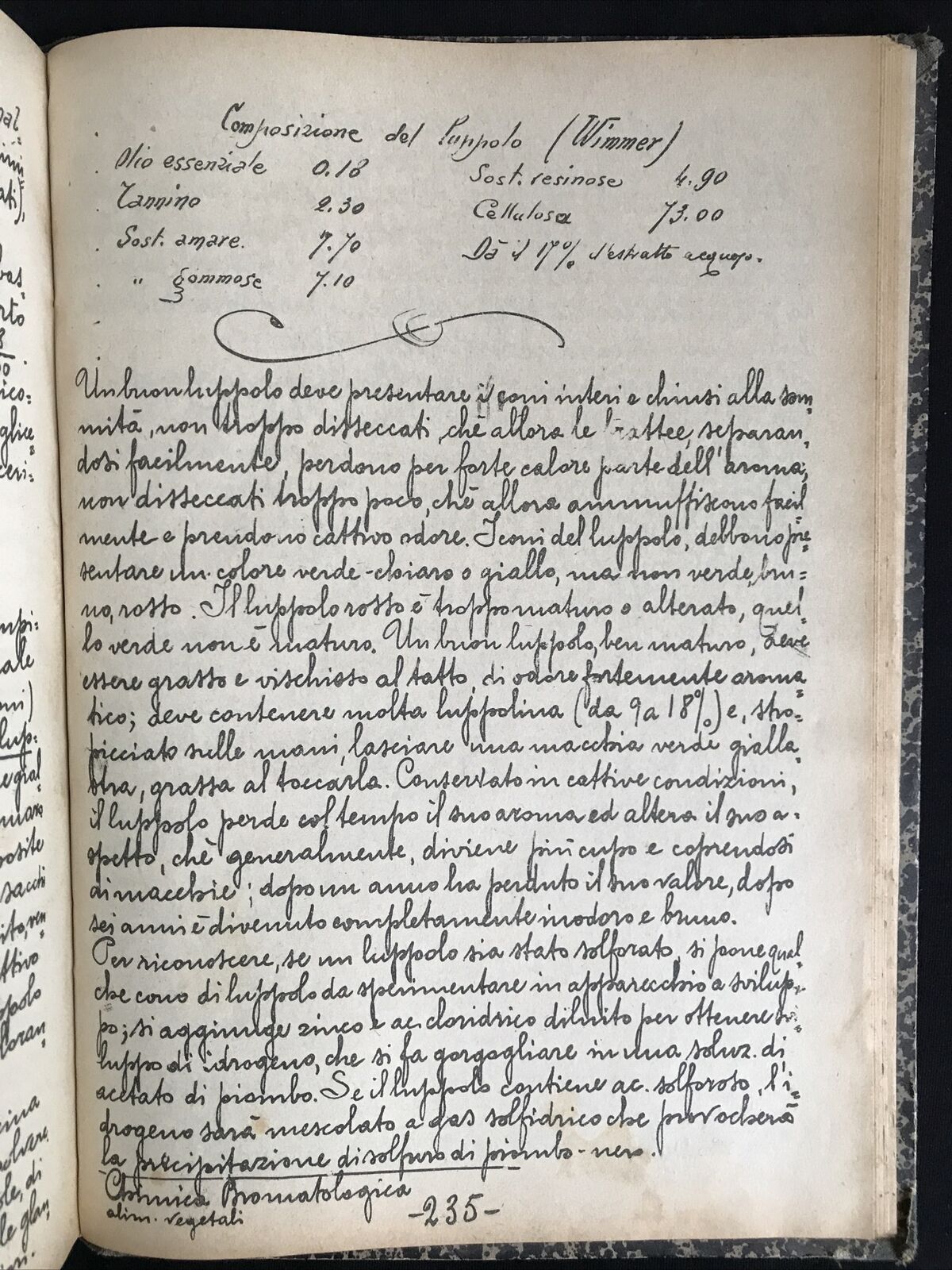 Lezioni di Chimica Bromatologica del dott. Mario Raffo, Università Bologna 1912
