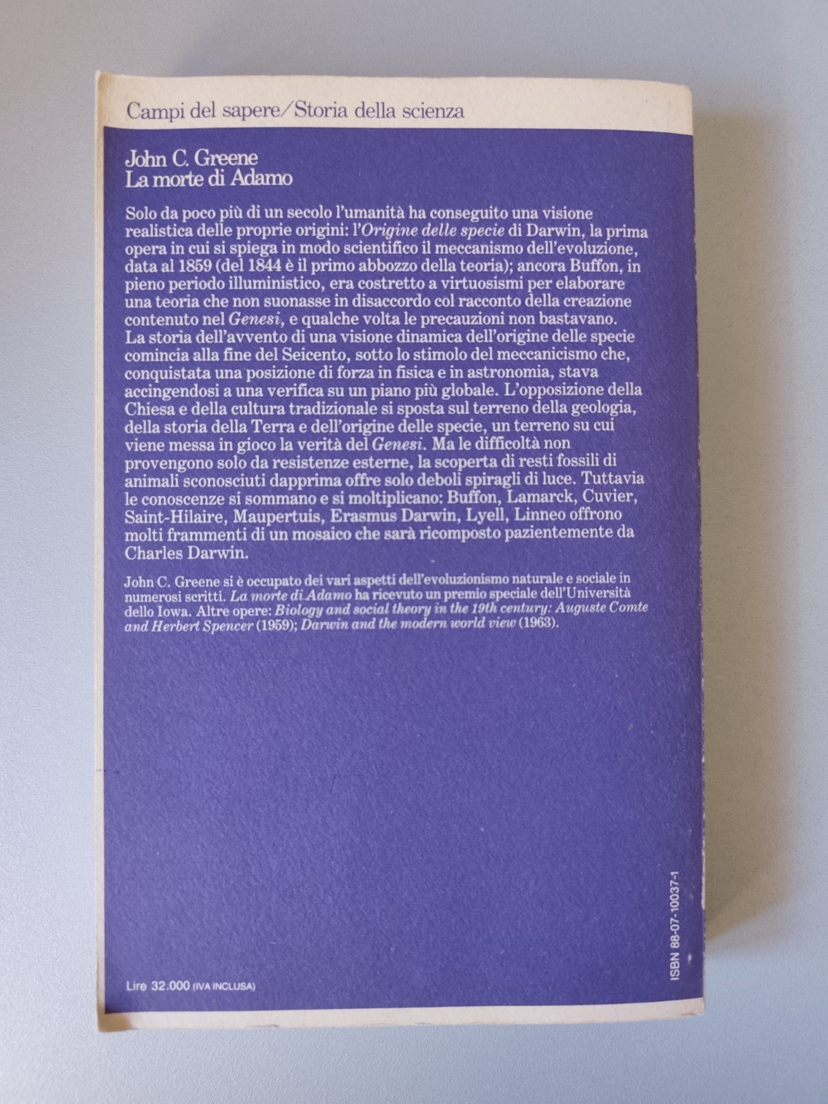 La morte di Adamo, John C. Greene Feltrinelli Evoluzionismo storia della scienza