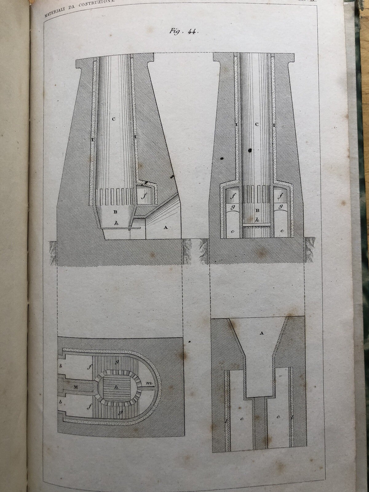 Materiali da costruzione Curioni Giovanni 1864 Prima edizione, legatura in pelle