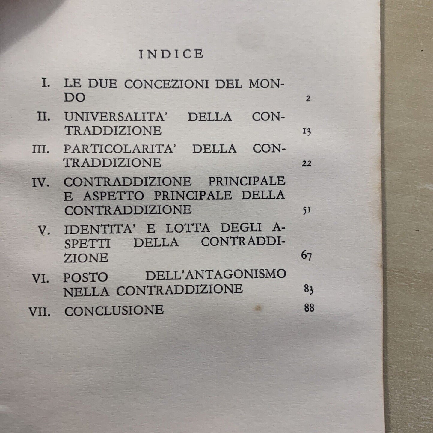 MAO TSE-TUNG, Sulla contraddizione 1968 prima edizione #