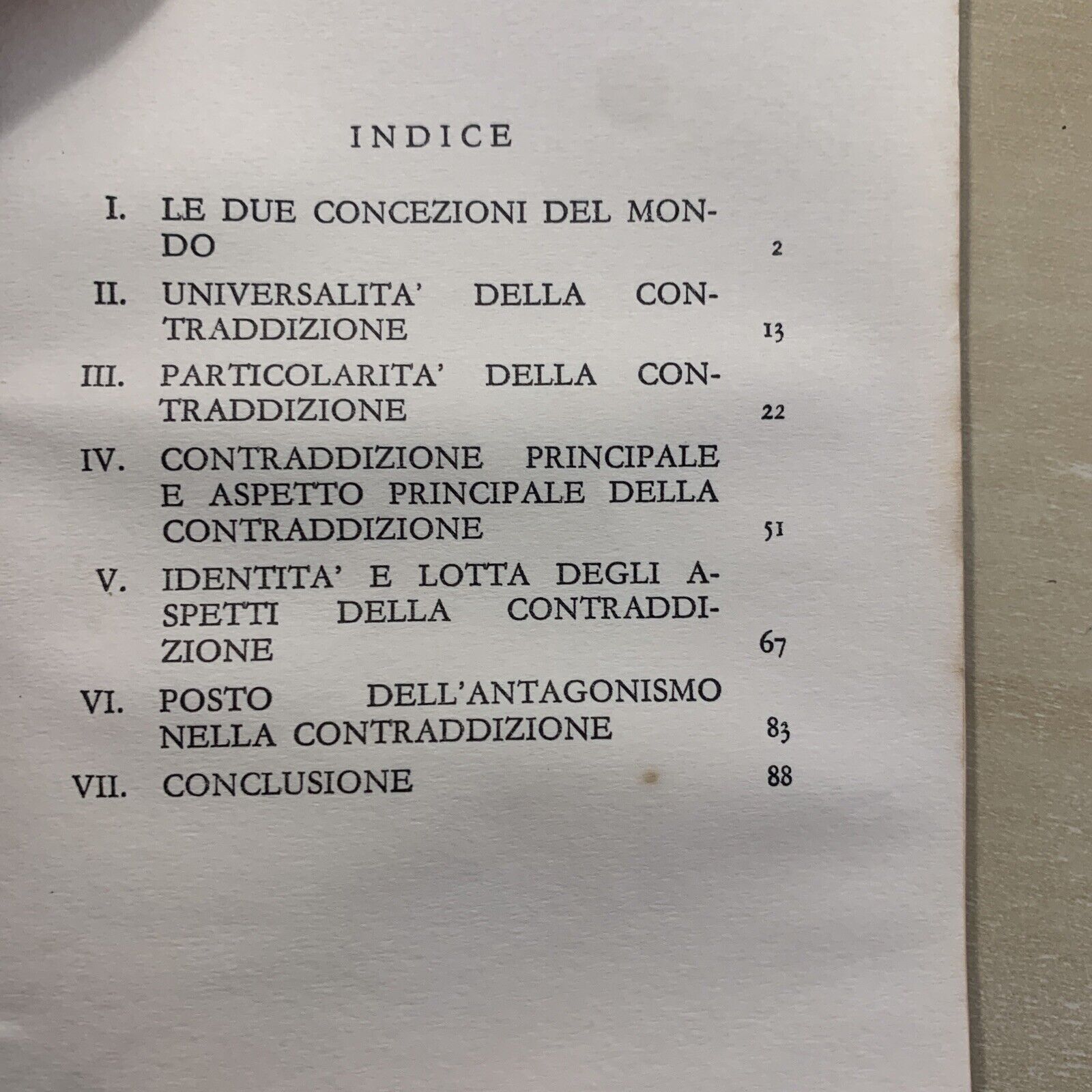 MAO TSE-TUNG, Sulla contraddizione 1968 prima edizione #