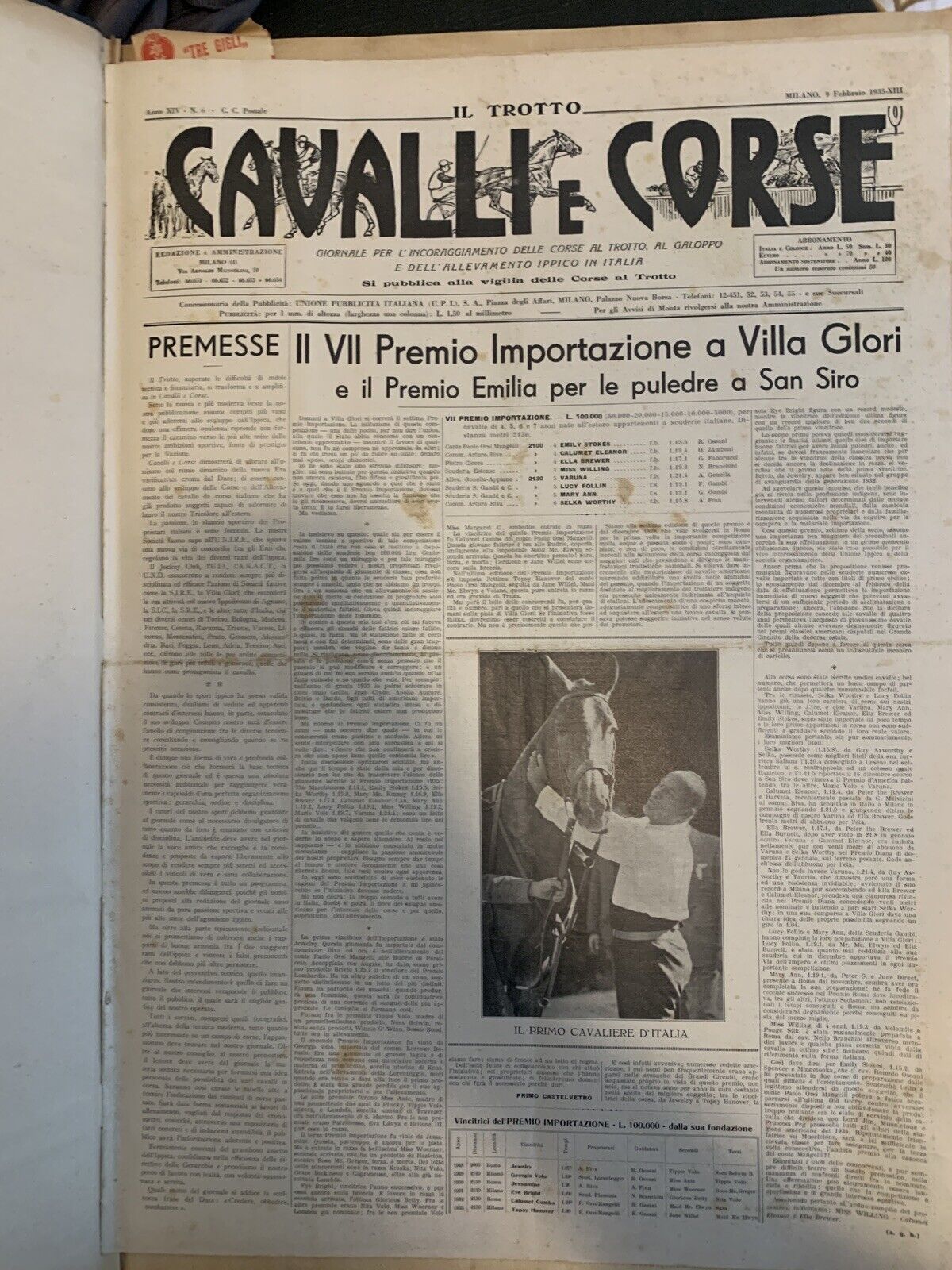 Cavalli e corse  rivista anno 1935, annata completa rilegata a libro