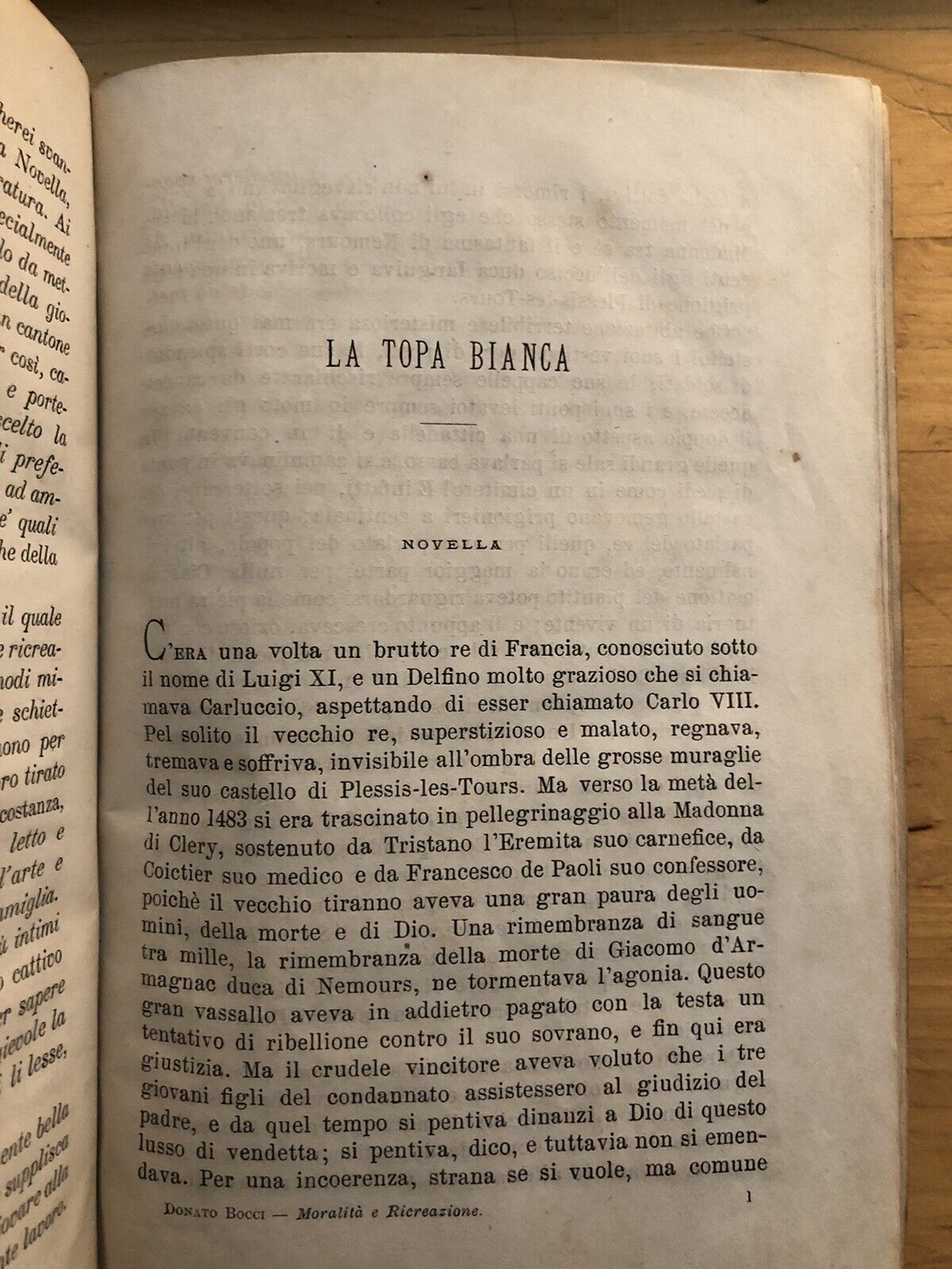 BOCCI DONATO - Moralità e ricreazione - Novelle Cronache Leggende  1877