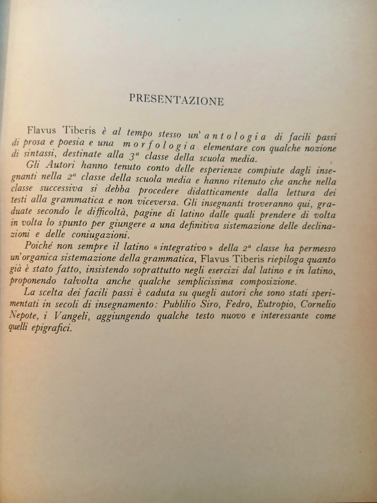 Flavus Tiberis - esercizi antologia prosa e poesia sintassi scuola media 1967