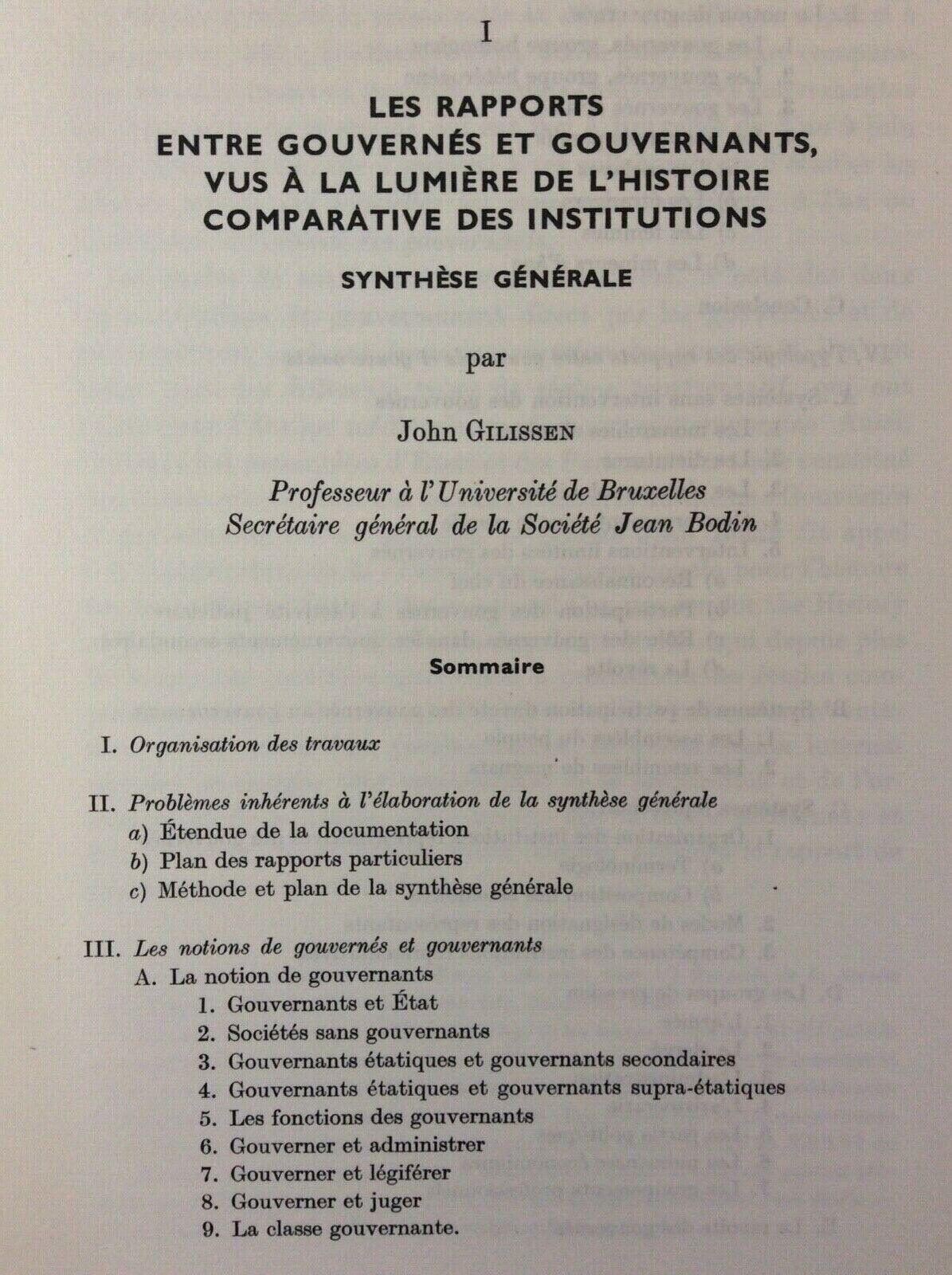 GOUVERNES ET GOUVERNANTS. PREMIERE PARTIE,RECUEILS DE LA SOCIETE JEAN BODIN
