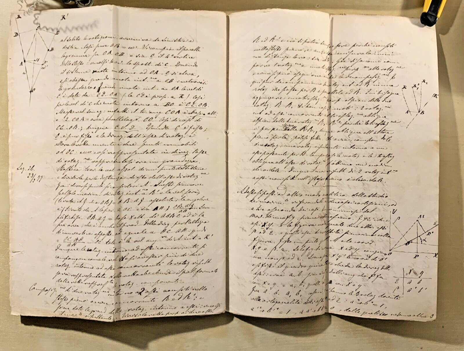 Antico Manoscritto Università di Pavia 1876, Meccanica Razionale, Carlo Formenti