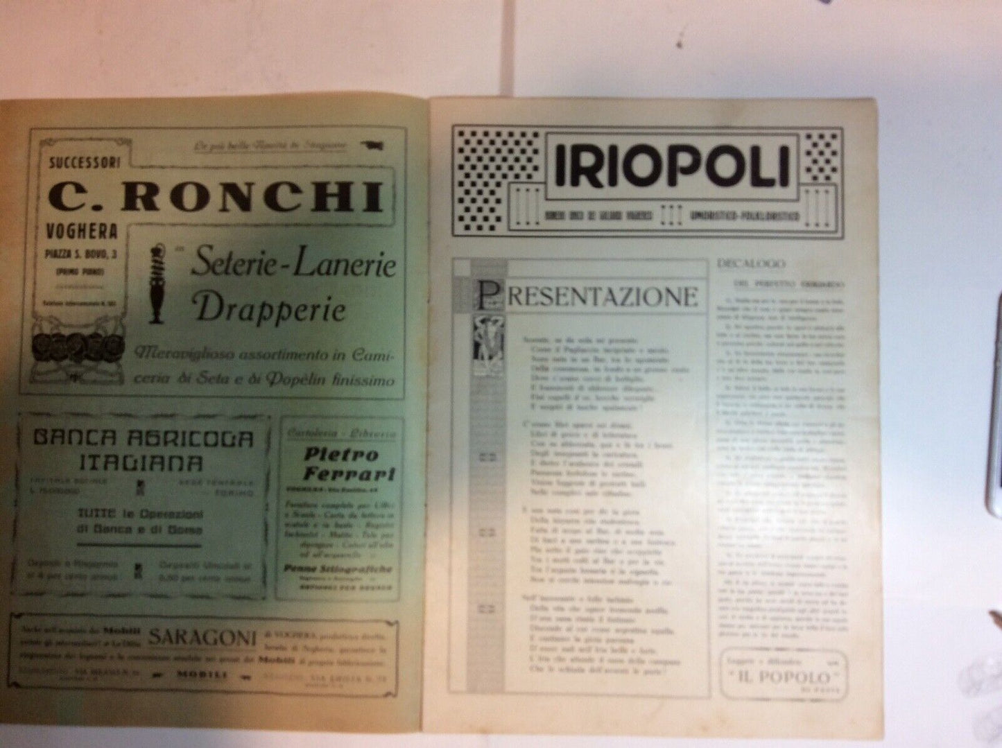 FASCISMO FUTURISMO VOGHERA GOLIARDI RIVISTA 1928 - IRIOPOLI