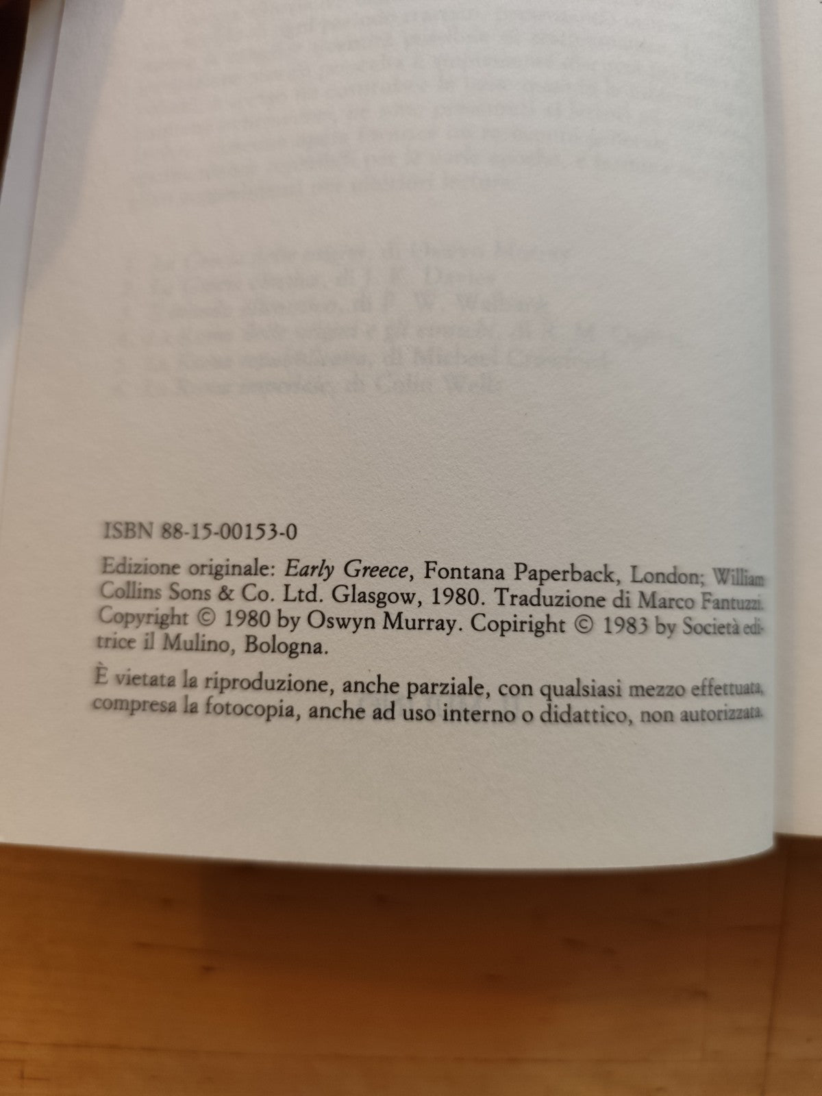 La Grecia delle origini - Oswyn Murray. Il Mulino Paperbacks 1983