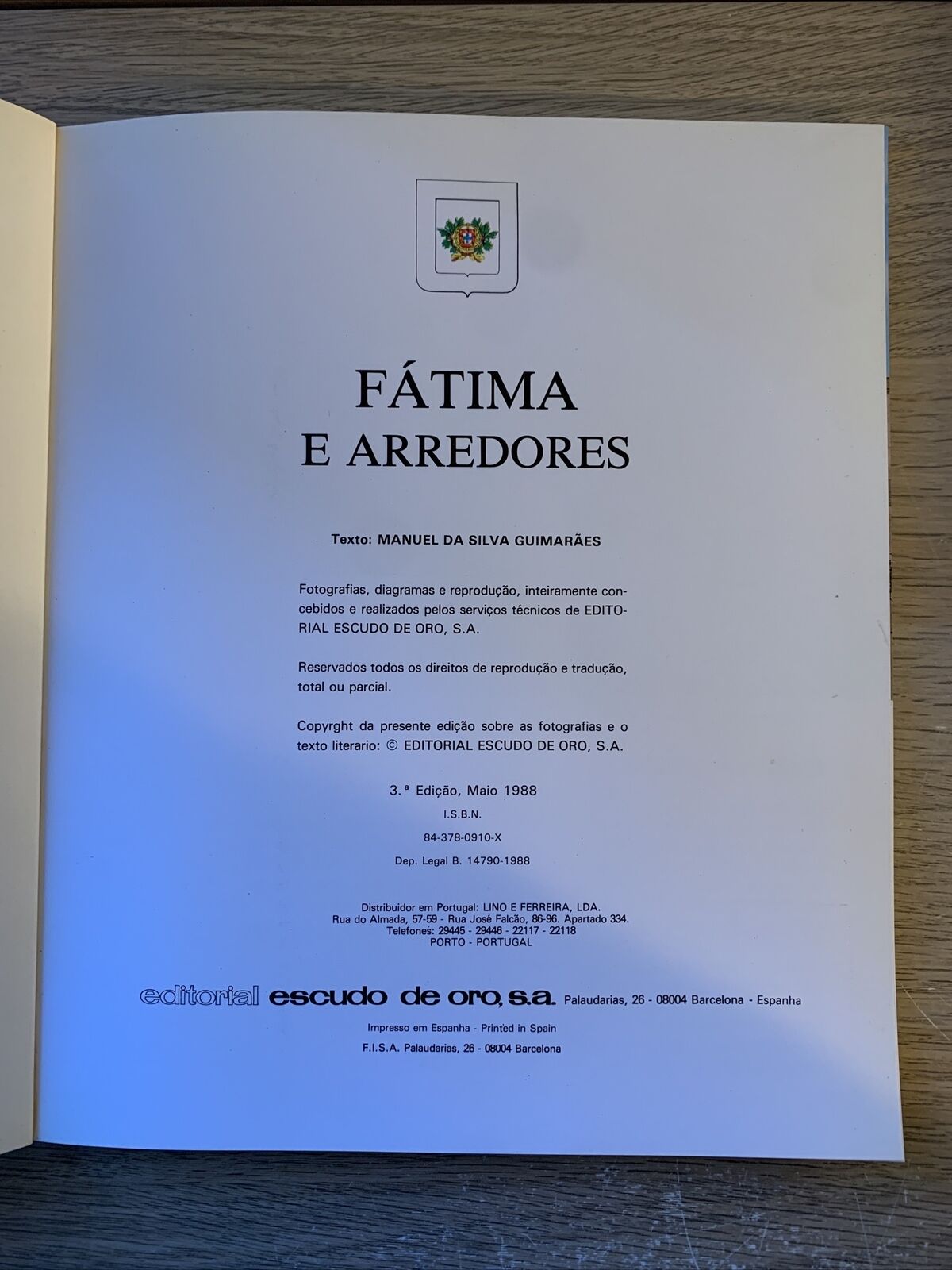 FÁTIMA E ARREDORES. 140 FOTOGRAFIAS PORTUGUÊS. ESCUDO DE ORO 1988