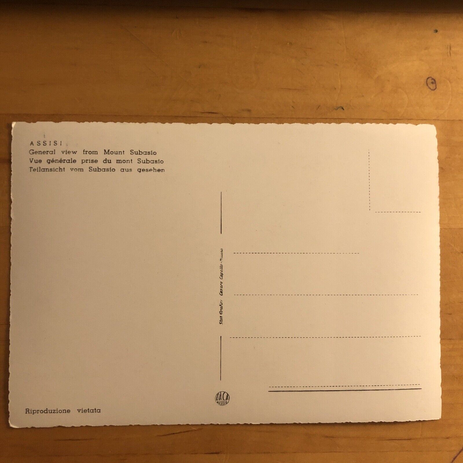Cartolina ASSISI - MONTE SUBASIO  - NON VIAGGIATA