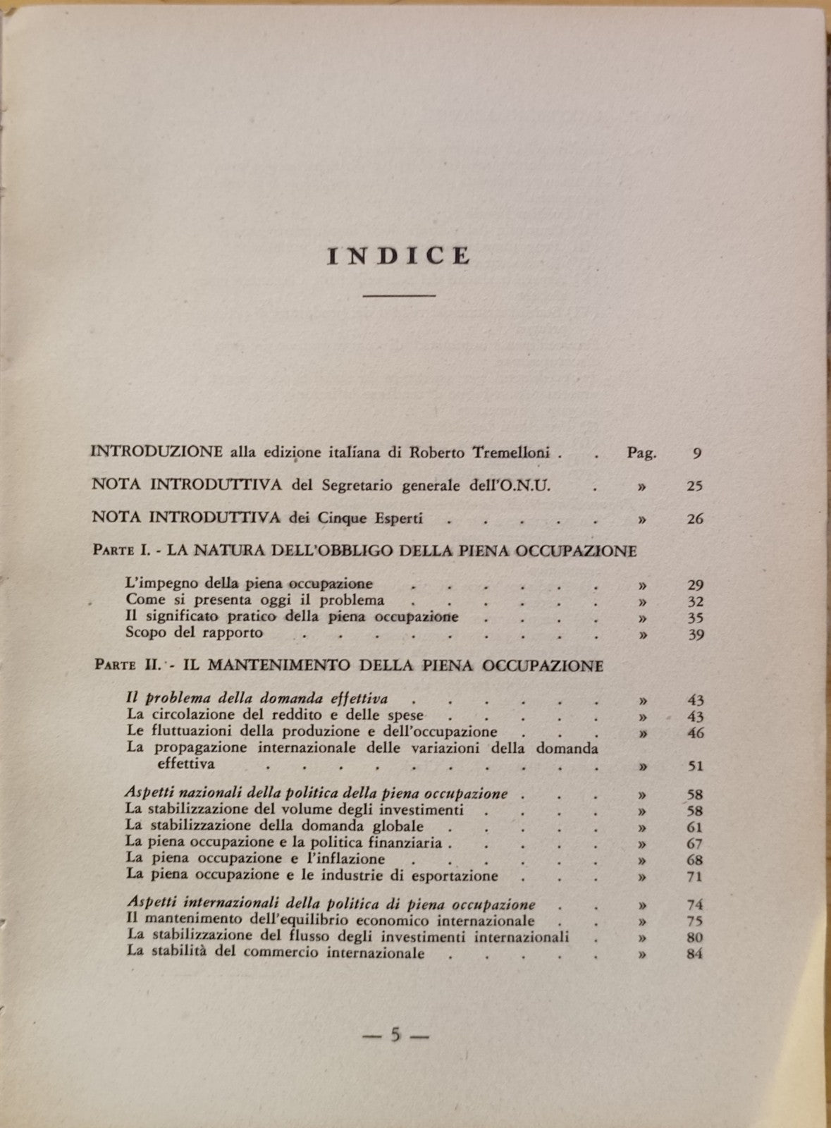 Politiche della Piena occupazione J.M. Clark Kaldor, Tremelloni - Economia 1950