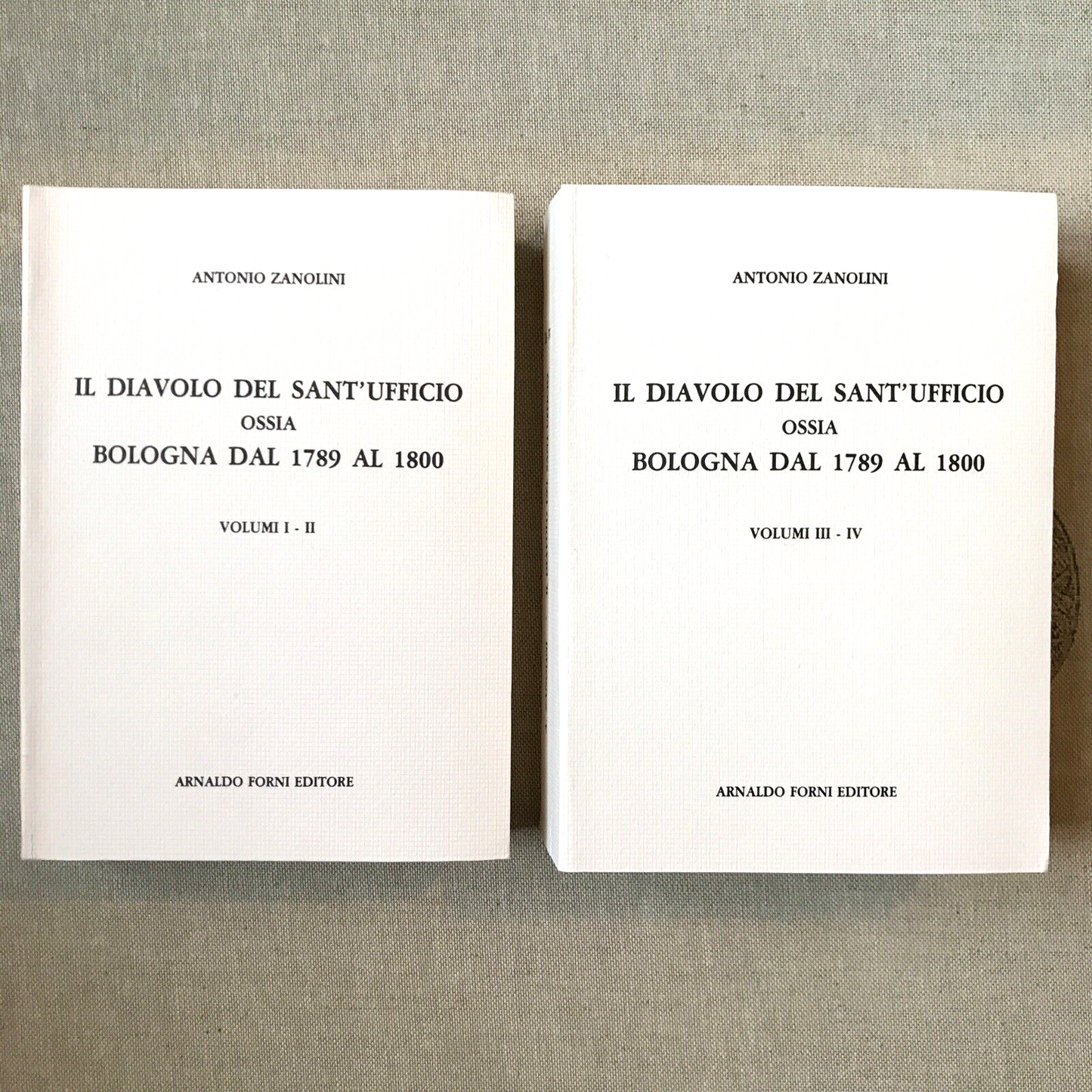 IL DIAVOLO DEL SANT'UFFICIO, BOLOGNA 1789 - 1800, A. Zanolini. 4 voll in 2 libri