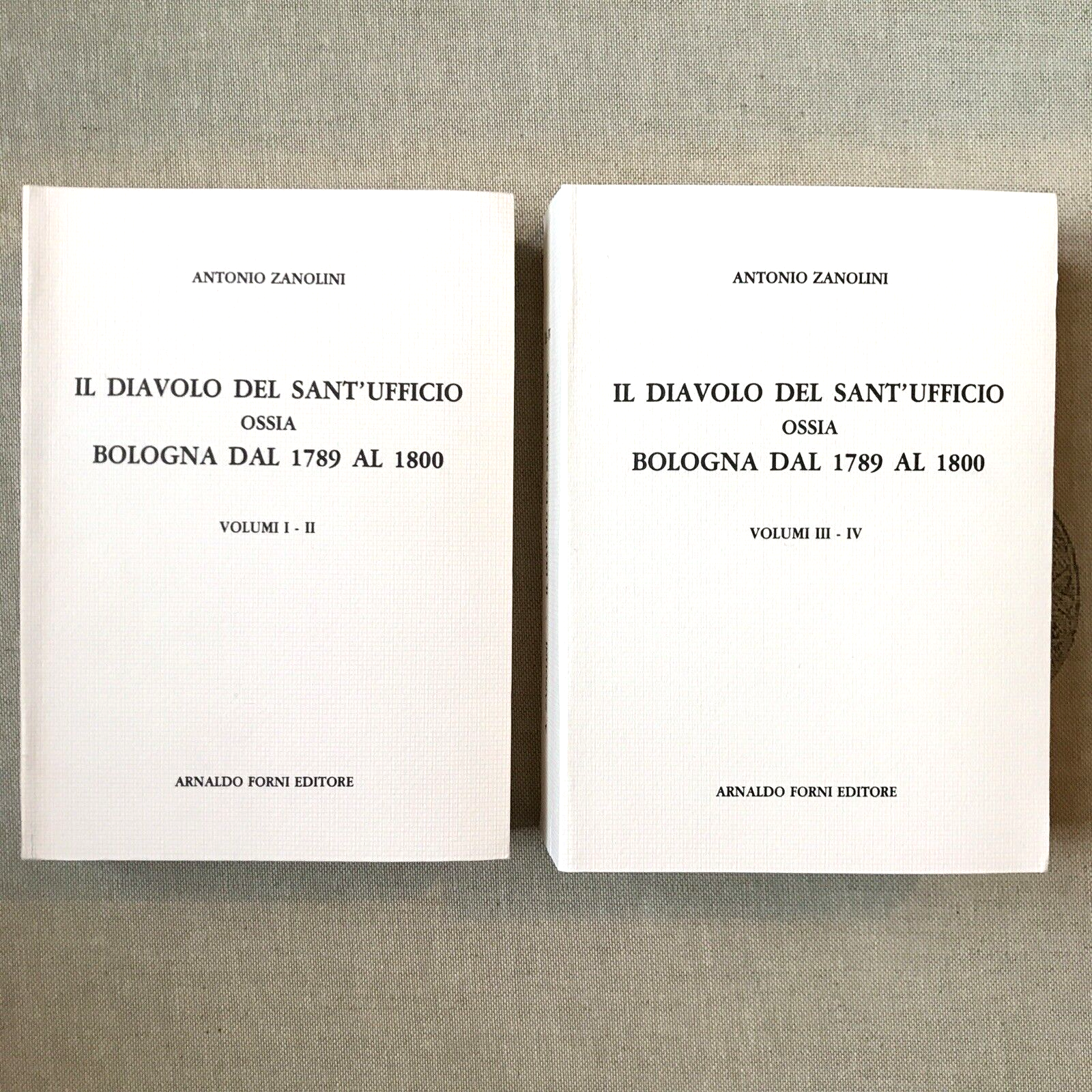 IL DIAVOLO DEL SANT'UFFICIO, BOLOGNA 1789 - 1800, A. Zanolini. 4 voll in 2 libri