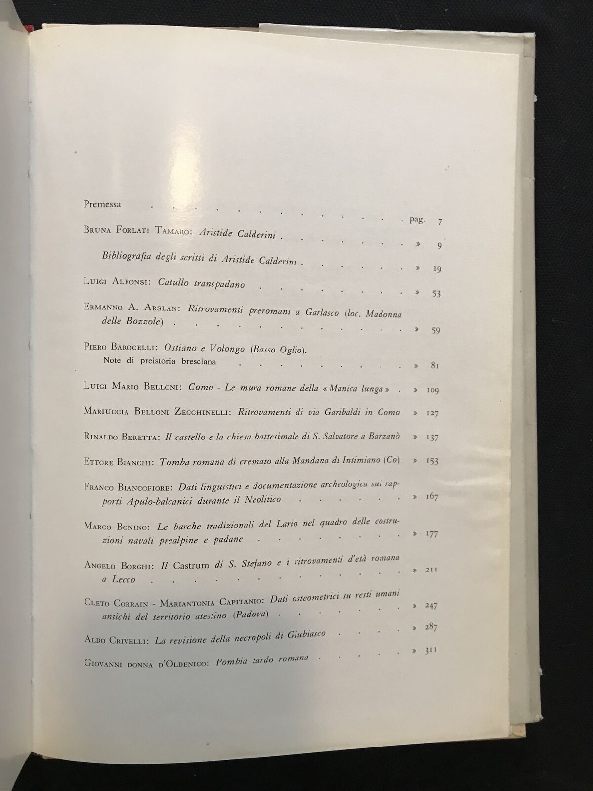 OBLATIO, società archeologica Comense, Aristide Calderini 1971