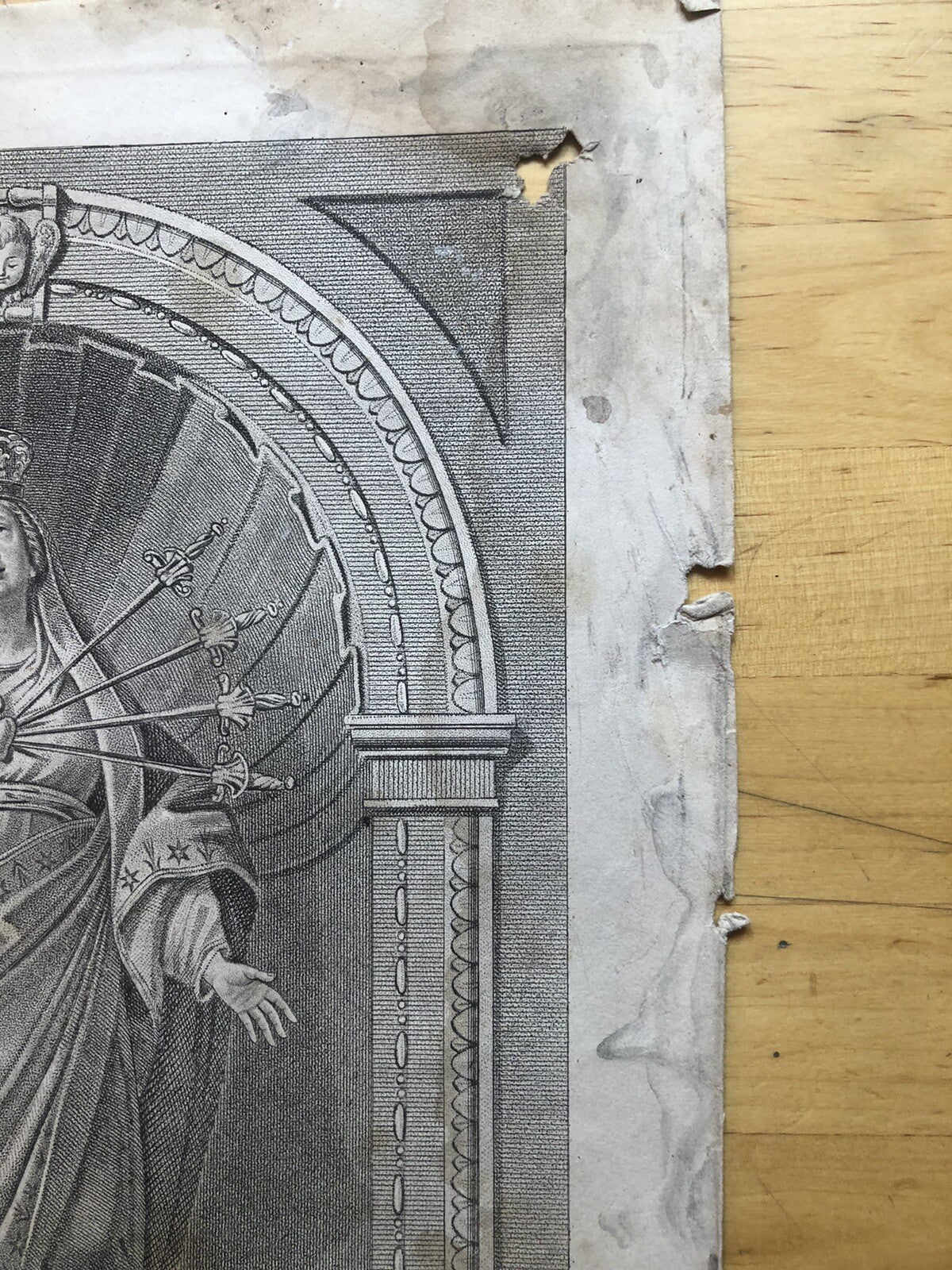 Incisione stampa antica B. V. addolorata Bologna chiesa dei Servi - Rinaldi F.