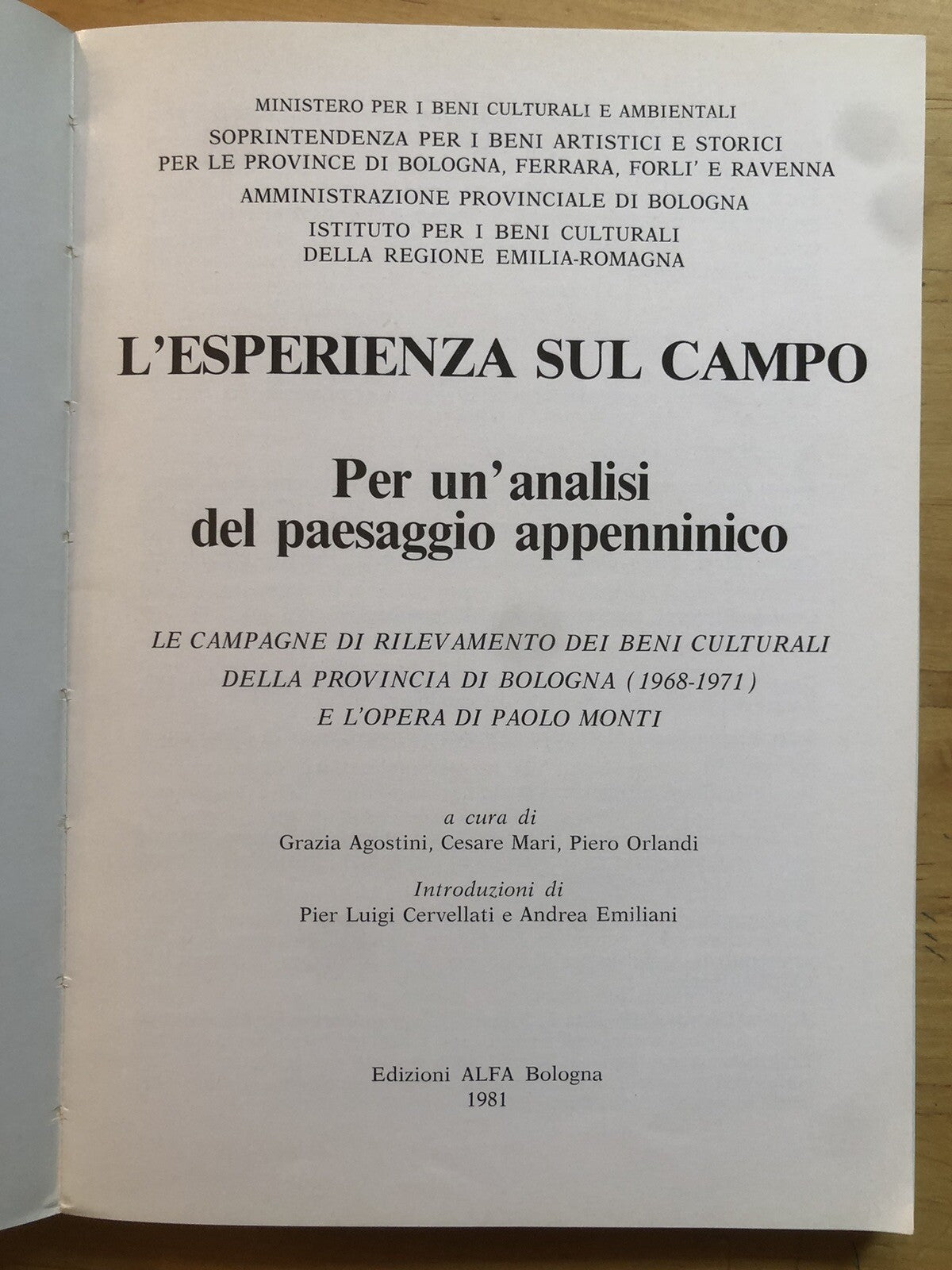 L'esperienza sul campo - analisi paesaggio appenninico Bologna, ed. Alfa 1981