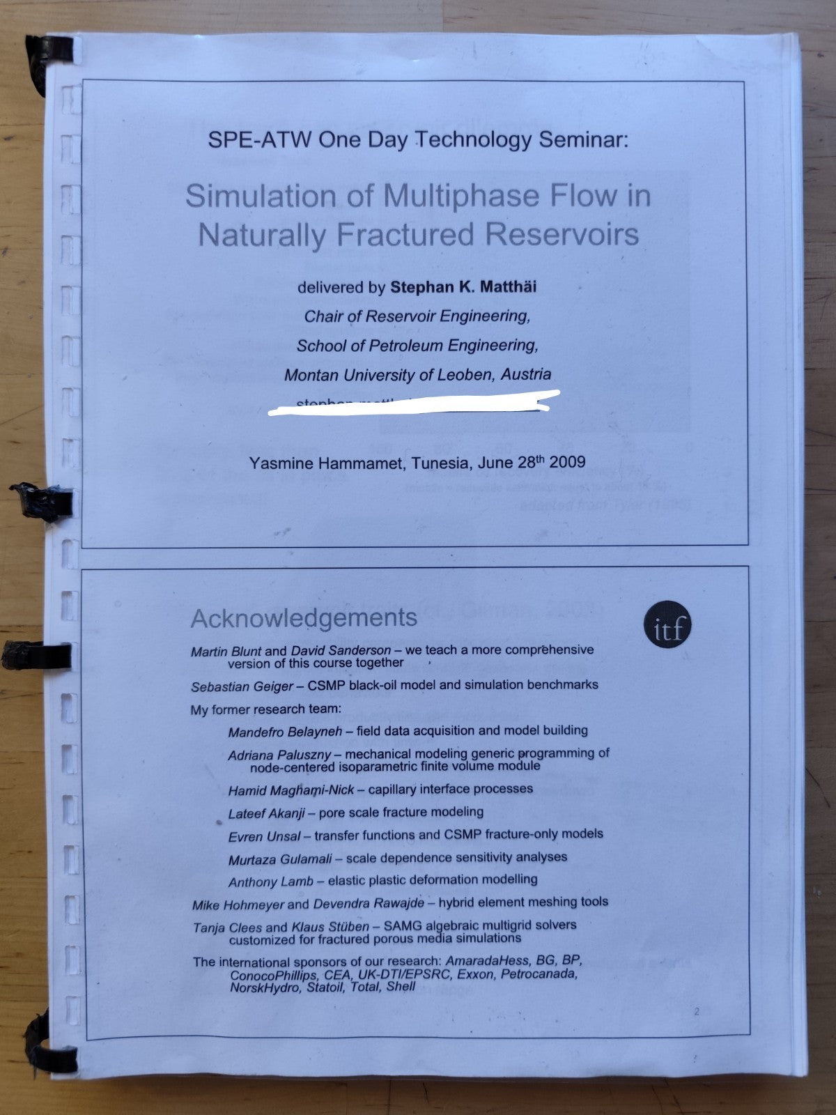 Simulation of Multiphase flow Naturally Fractured Reservoirs, Stephan K. Matthai