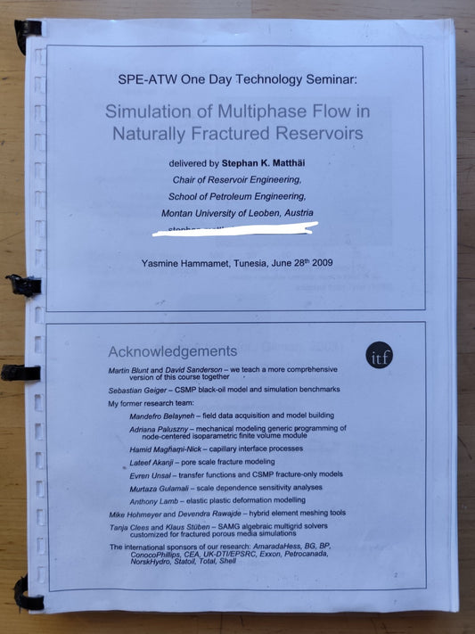 Simulation of Multiphase flow Naturally Fractured Reservoirs, Stephan K. Matthai
