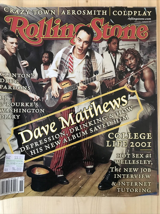 Rolling Stone Magazine Issue- Dave Matthews # 864, March 15, 2001 Aerosmith#