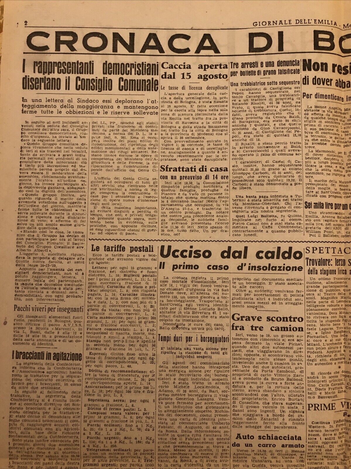 Il Giornale dell'Emilia 30 luglio 1947 - Cronaca di Bologna
