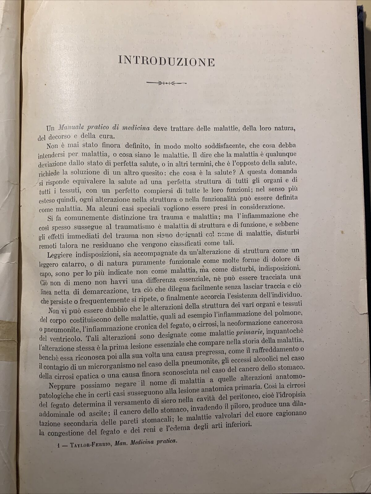MANUALE PRATICO MEDICINA INTERNA - FEDERICO TAYLOR. UTET 1911. 2 VOLUMI #