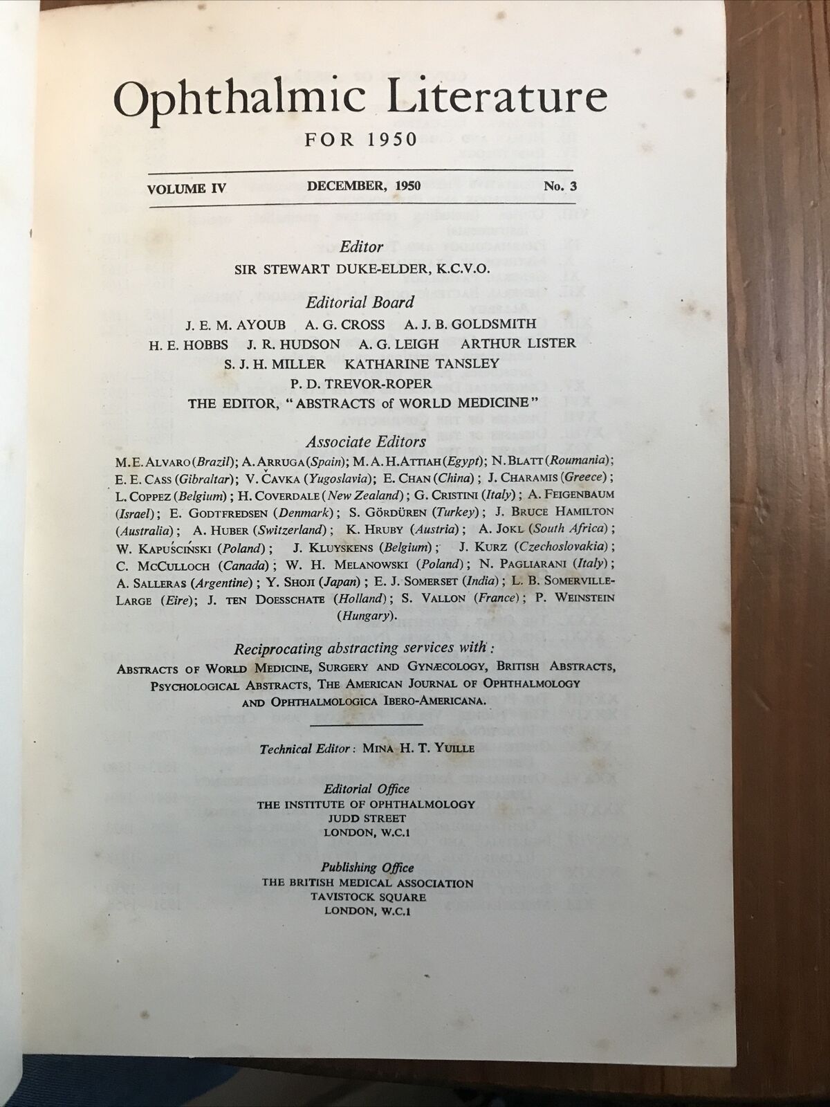 OPHTHALMIC LITERATURE - OFTALMOLOGIA 1950 Stewart Duke Elder voll. 4 pt. 1-2-3-4