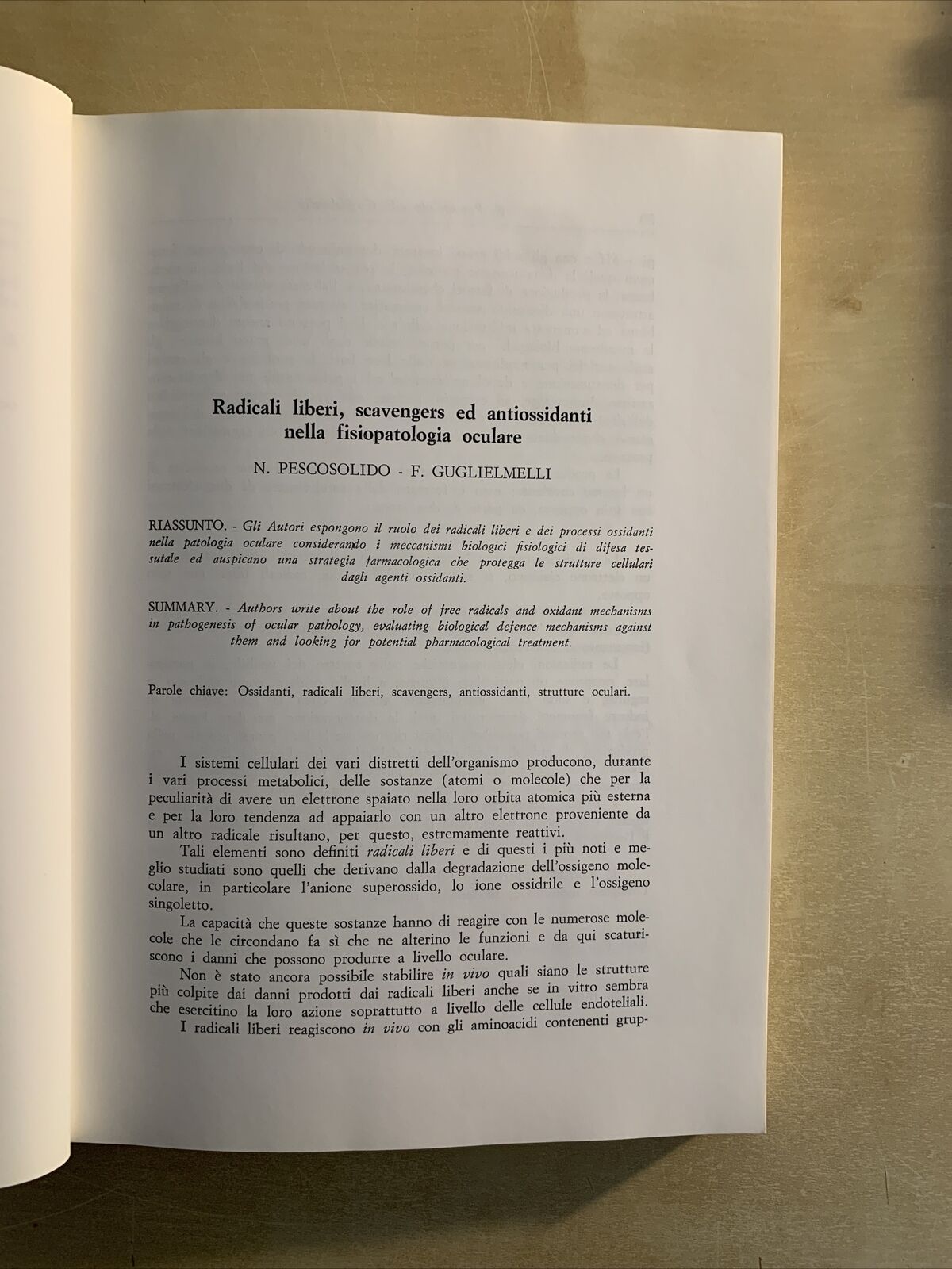 RADIAZIONI NON IONIZZANTI ED OCCHIO - Nicola Pescosolido, Baccini editore 1994 #