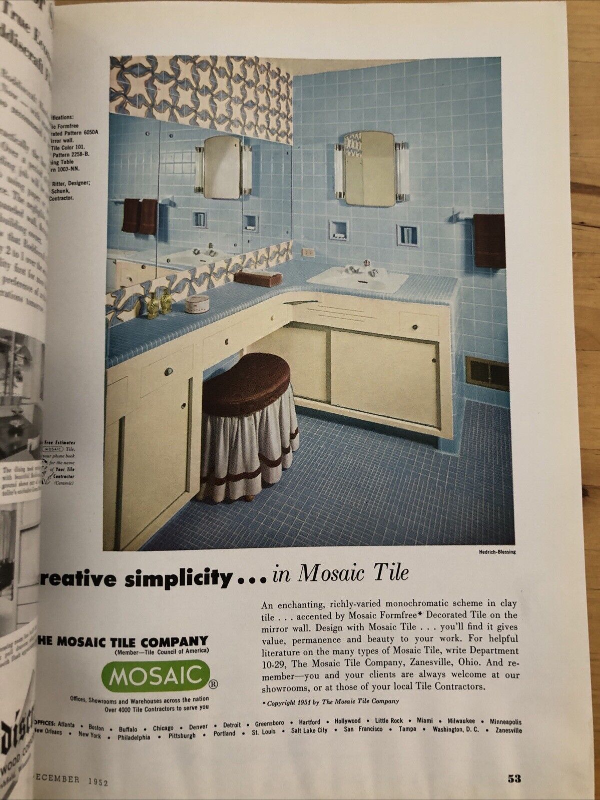 INTERIORS MAGAZINE DECEMBER 1952. Interiors, design, architecture. Olga Gueft