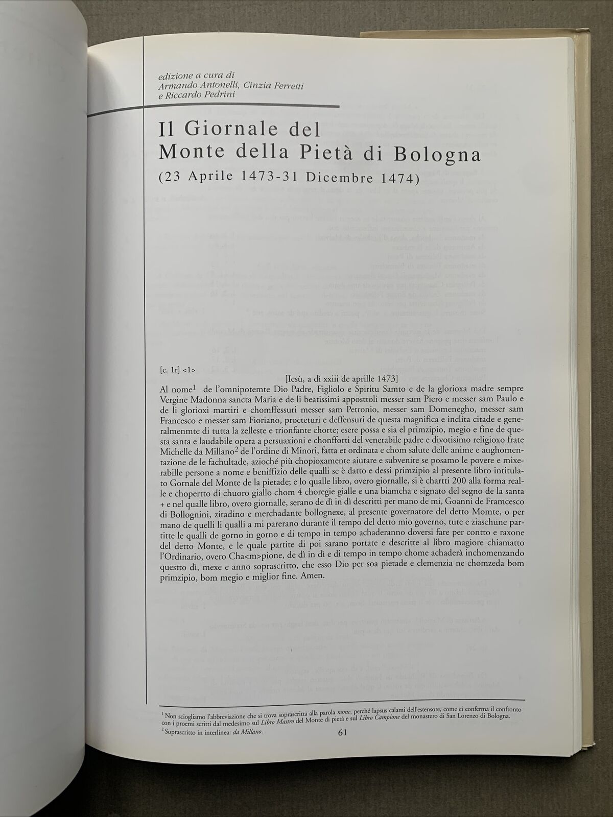 IL GIORNALE DEL MONTE DELLA PIETÀ DI BOLOGNA, Armando Antonelli - Minerva ed. #