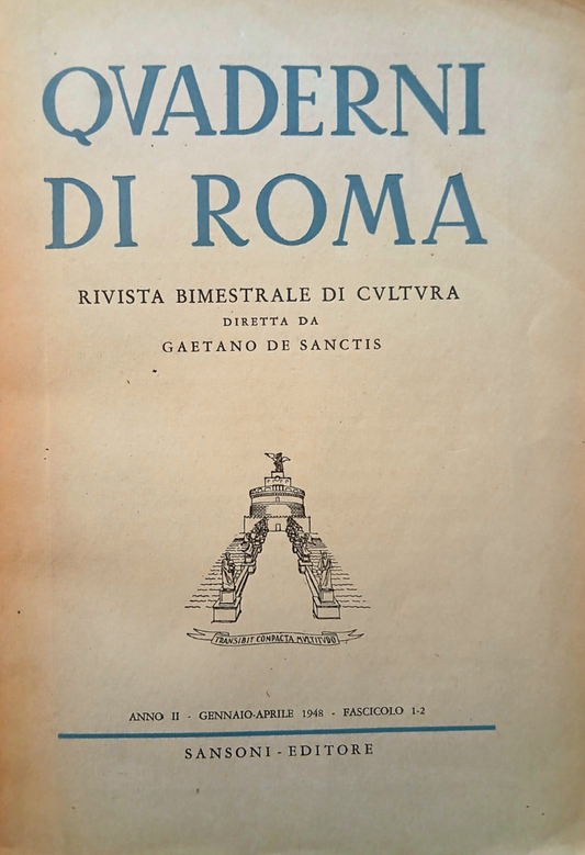 Quaderni di Roma Rivista Bimestrale 1948 fasc. 1-2 Gaetano de Sanctis