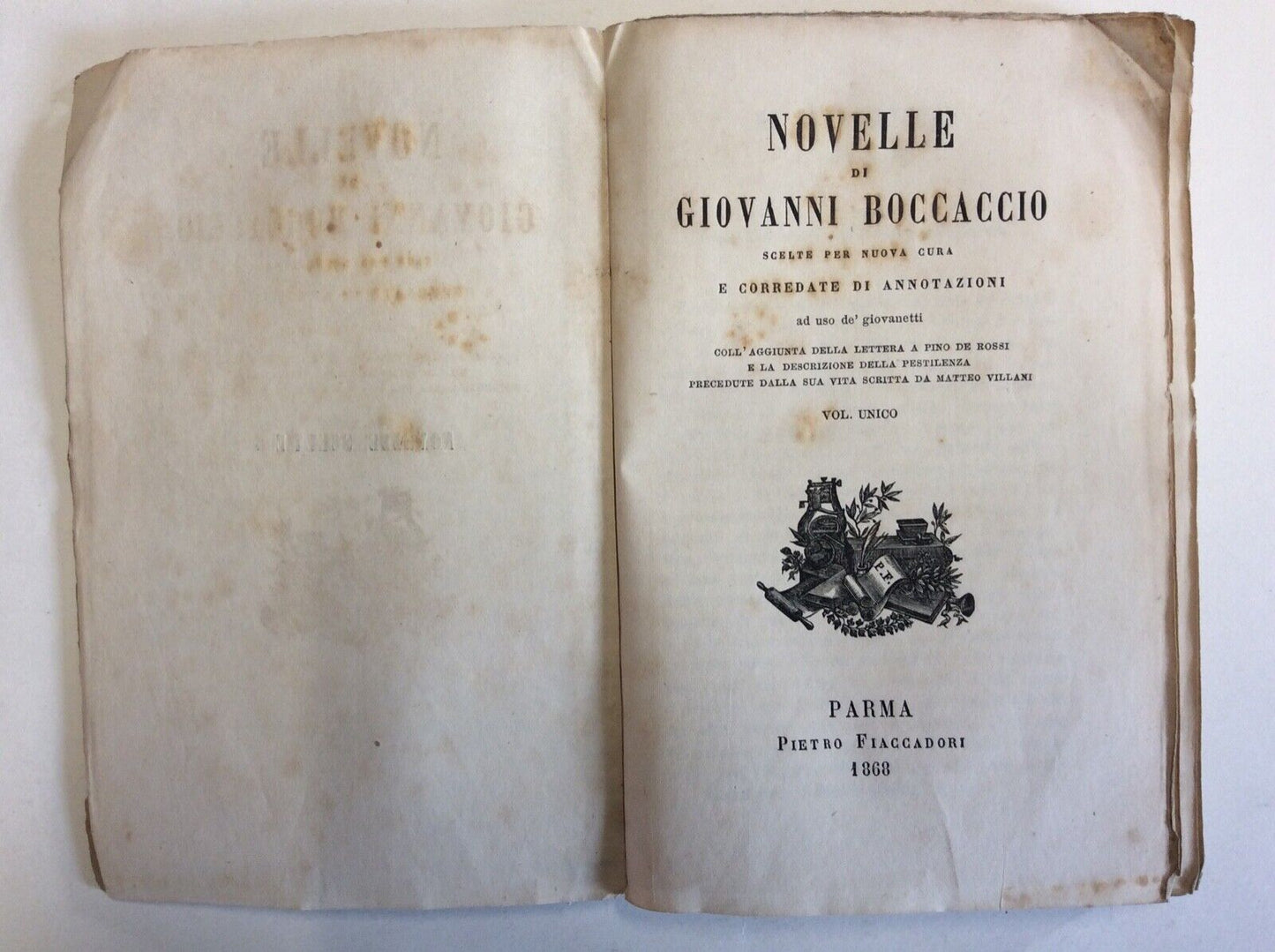 GIOVANNI BOCCACCIO NOVELLE, FIACCADORI PARMA, 1868