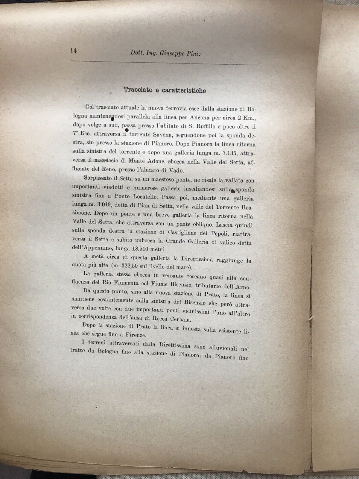 LA FERROVIA DIRETTISSIMA BOLOGNA - FIRENZE. Ing. Giuseppe Pini 1931