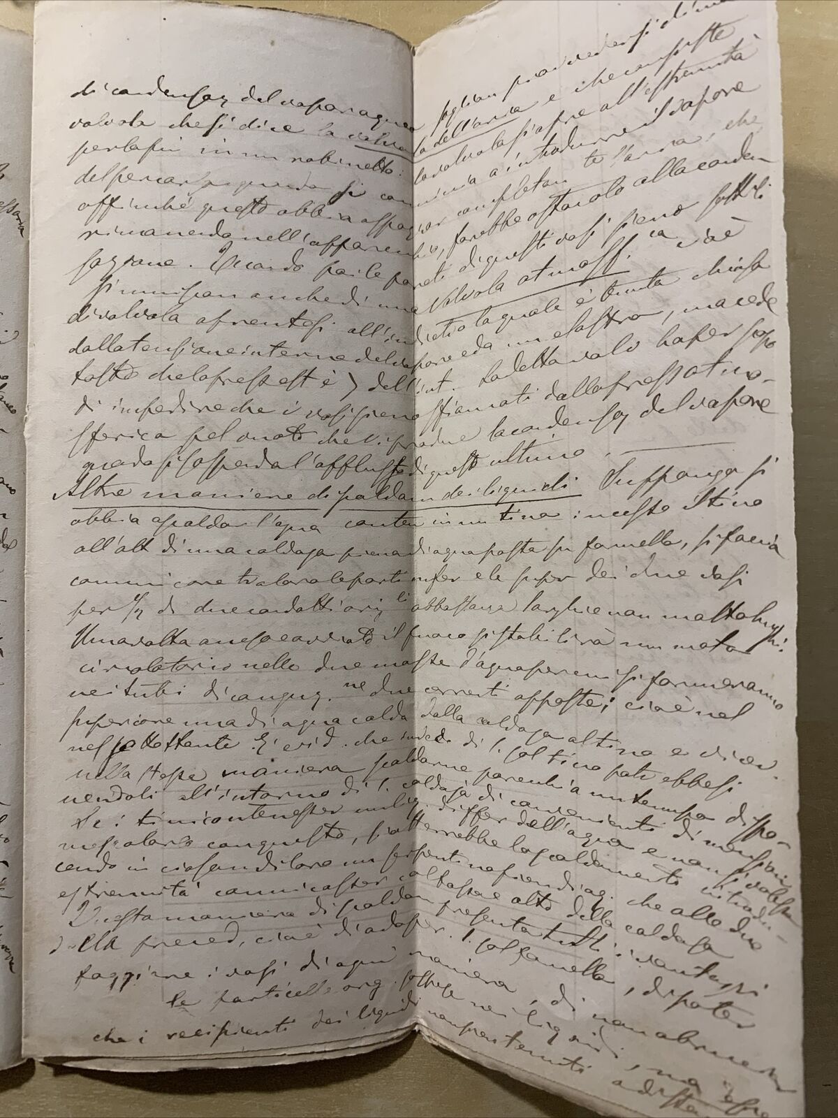 FISICA TECNOLOGICA Vecchio manoscritto Università di Pavia, 1878 appunti lezioni