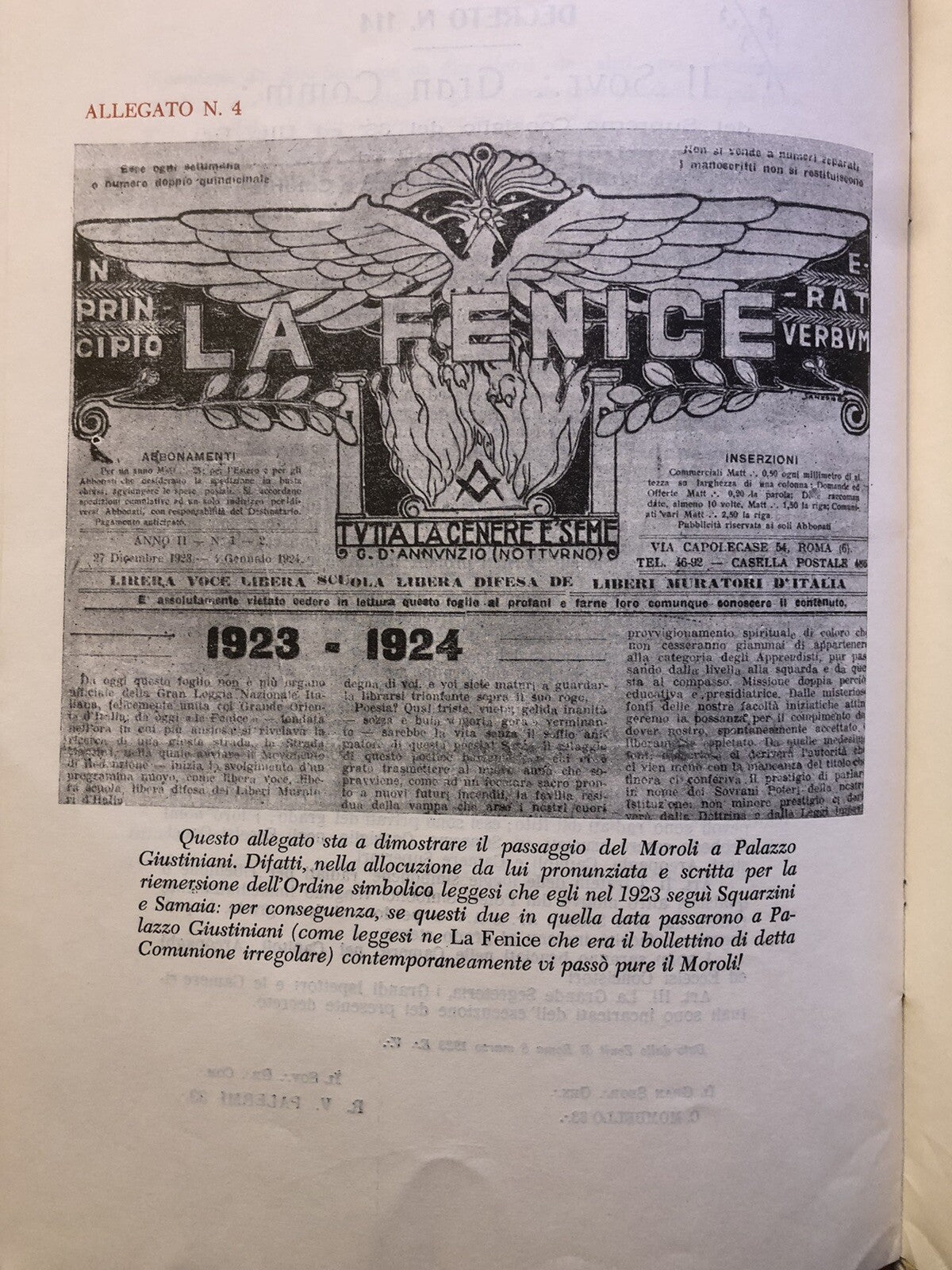 Massoneria Universale supremo consiglio del 33 ed ultimo grado del rito . . 1954