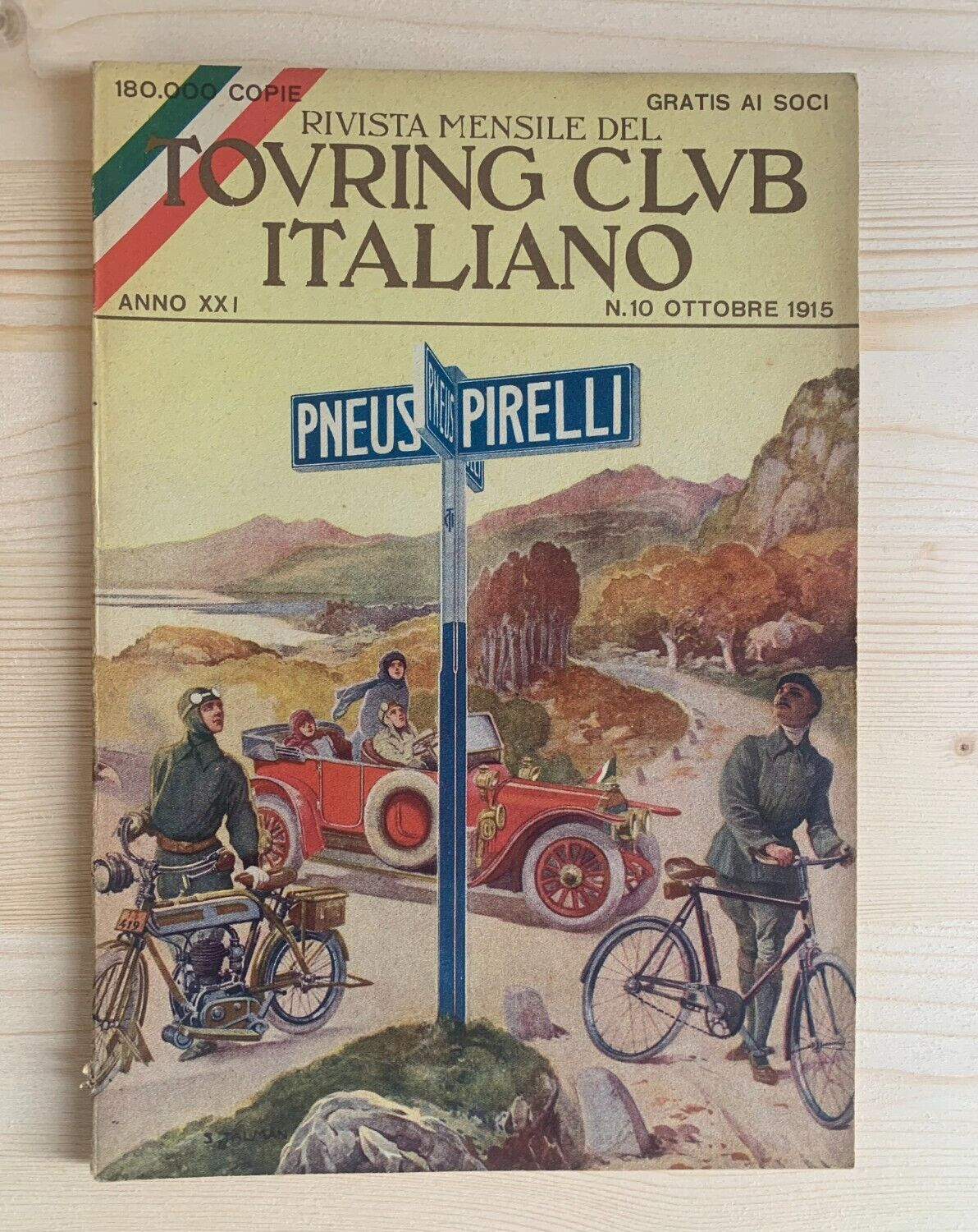 TOURING CLUB ottobre 1915 - ANNO XXI N.10 pneumatici Pirelli #