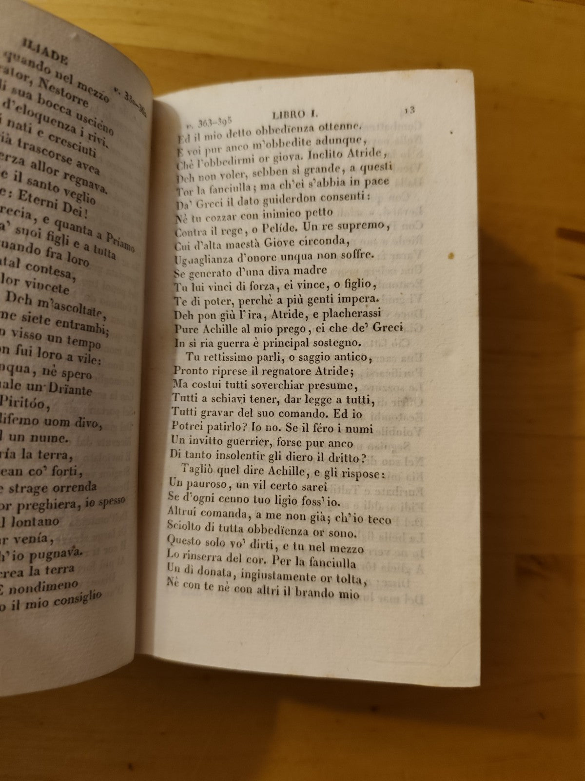 Iliade di Omero - tradotta da Vincenzo Monti - 1829 tascabile rilegatura pelle