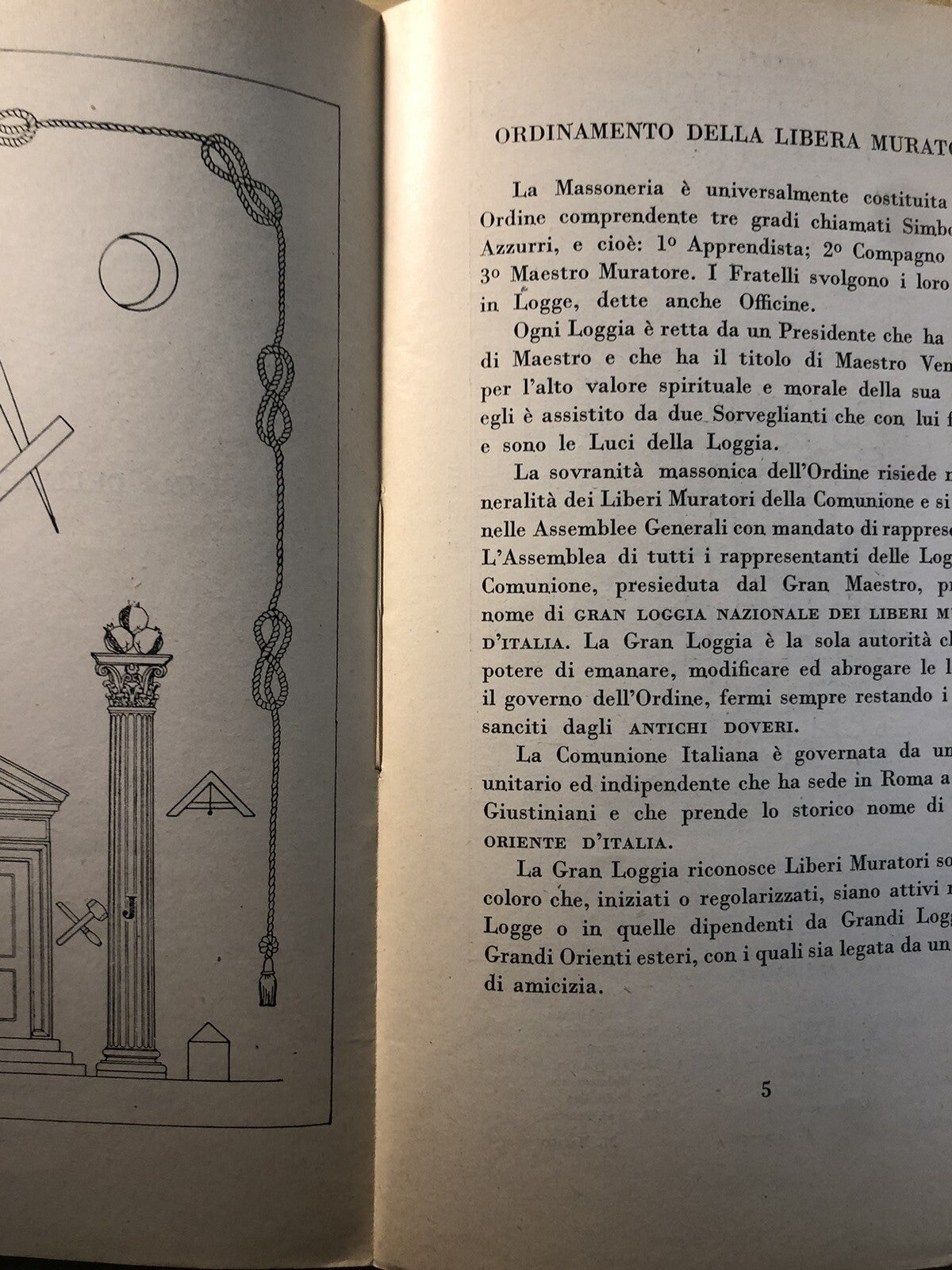 Rituale dell'apprendista libero muratore 1955