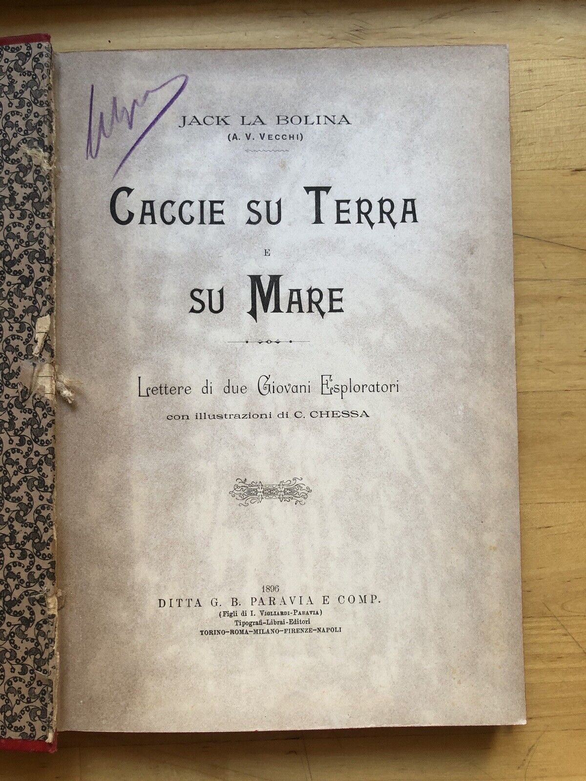 Caccie su terra e su mare - Jack la Bolina - Paravia editore 1896