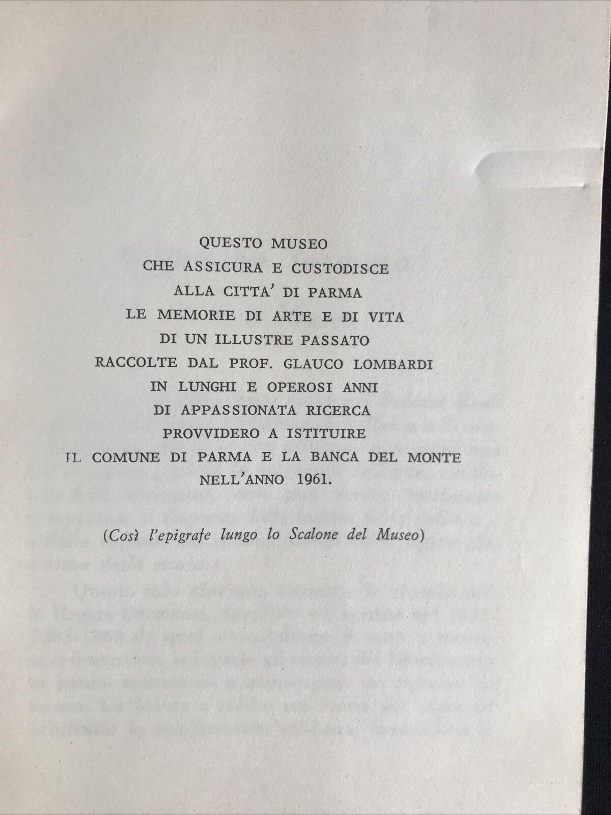 Museo Glauco Lombardi, STORIA DI PARMA, 1961, G. Lombardi-Con dedica dell'autore