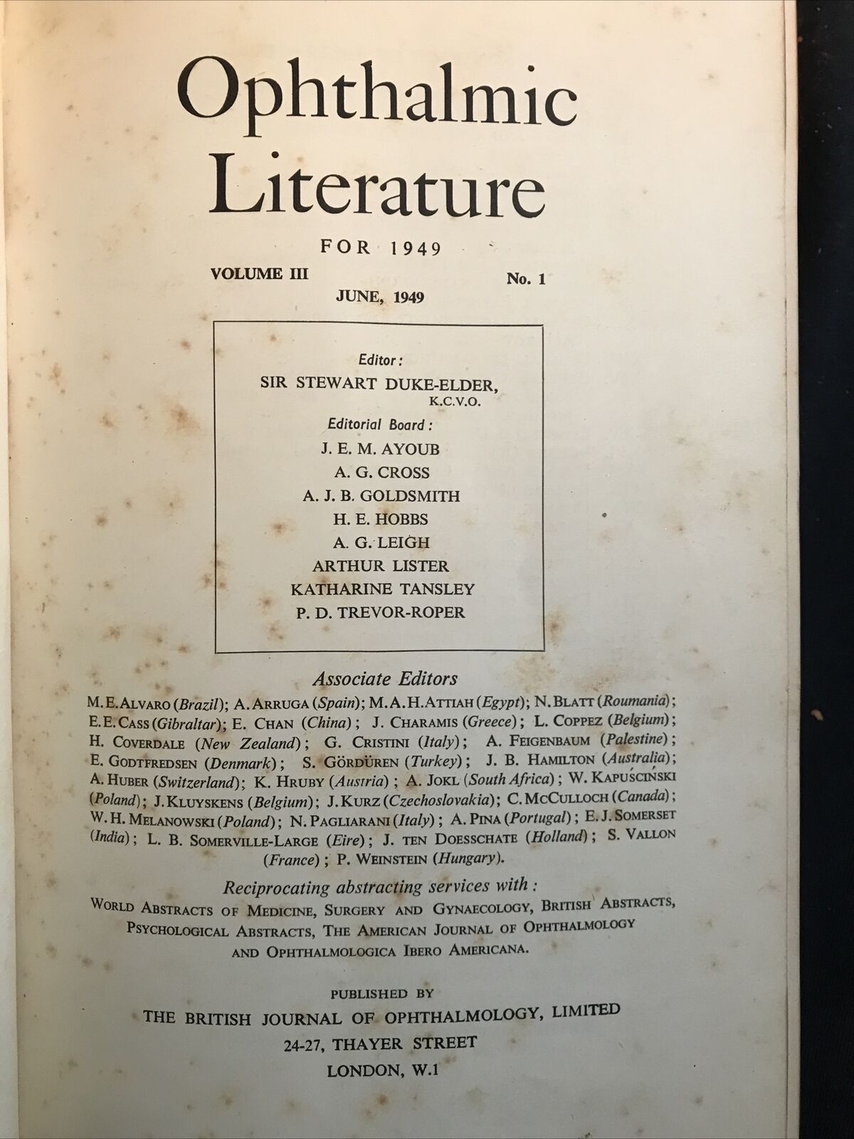 OPHTHALMIC LITERATURE - OFTALMOLOGIA 1949 Stewart Duke Elder voll. 3 pt. 1-2-3-4