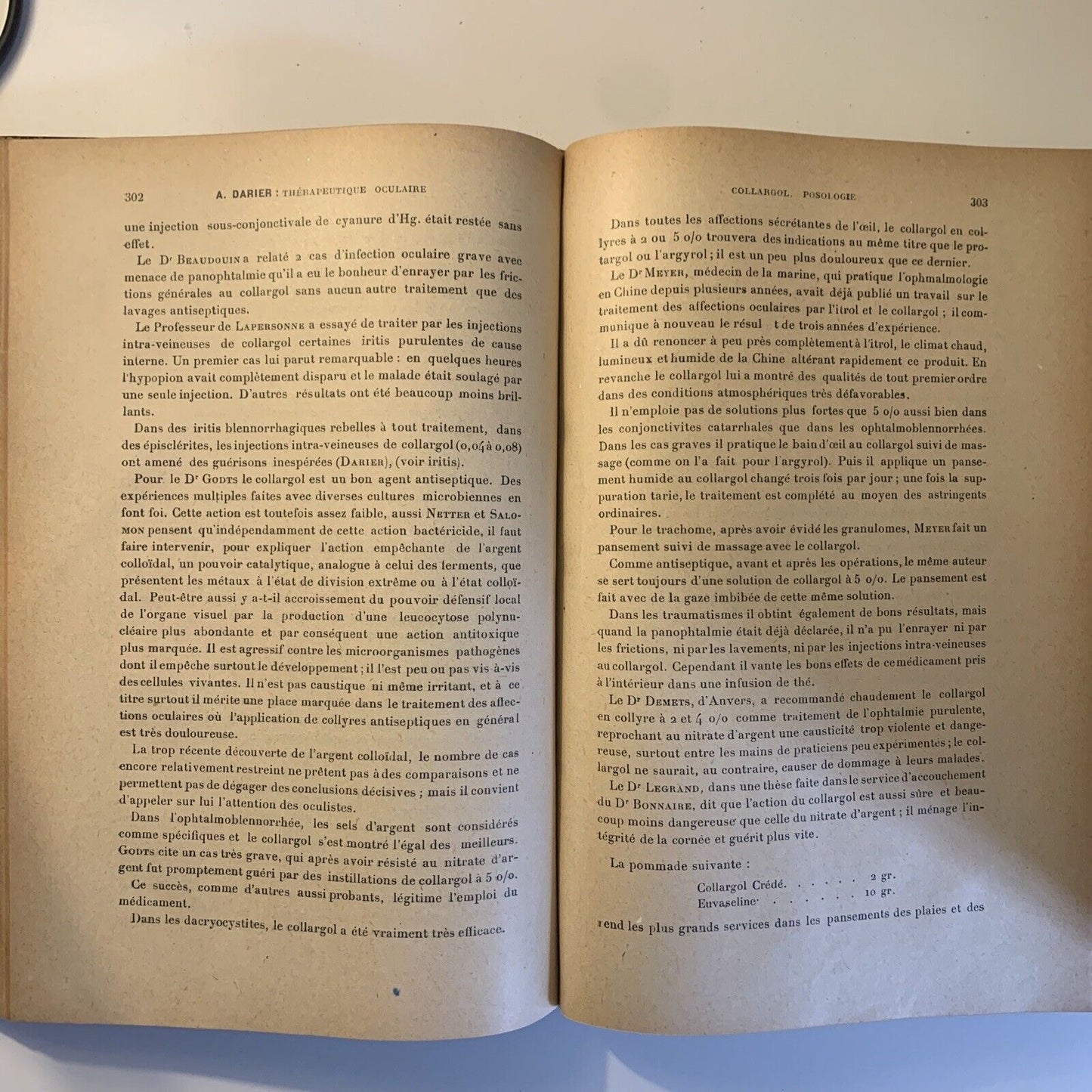 TRAITÉ COMPLET de THÉRAPEUTIQUE OCULAIRE - Dr A. Darier. Jouve Cia Éditeurs 1921