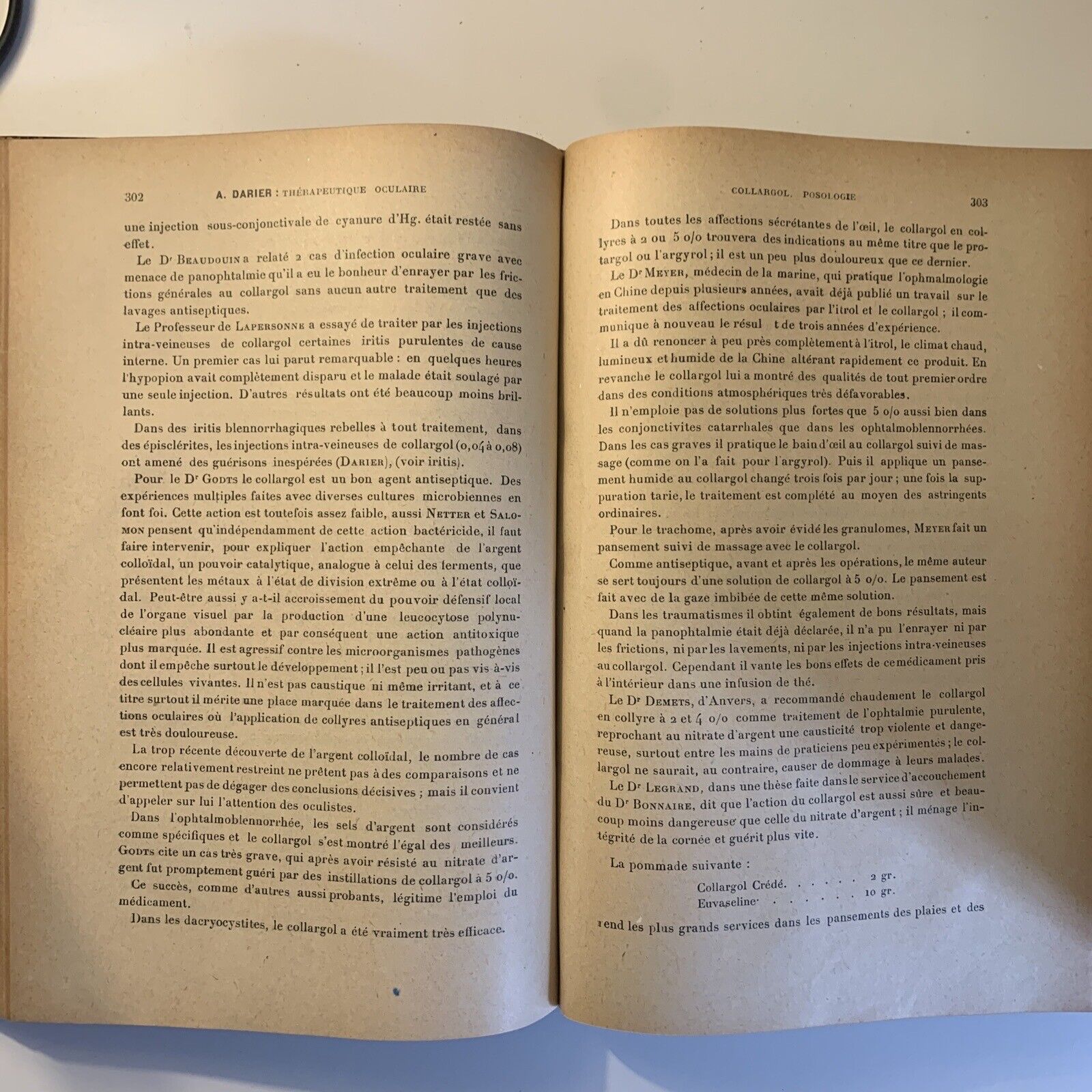 TRAITÉ COMPLET de THÉRAPEUTIQUE OCULAIRE - Dr A. Darier. Jouve Cia Éditeurs 1921