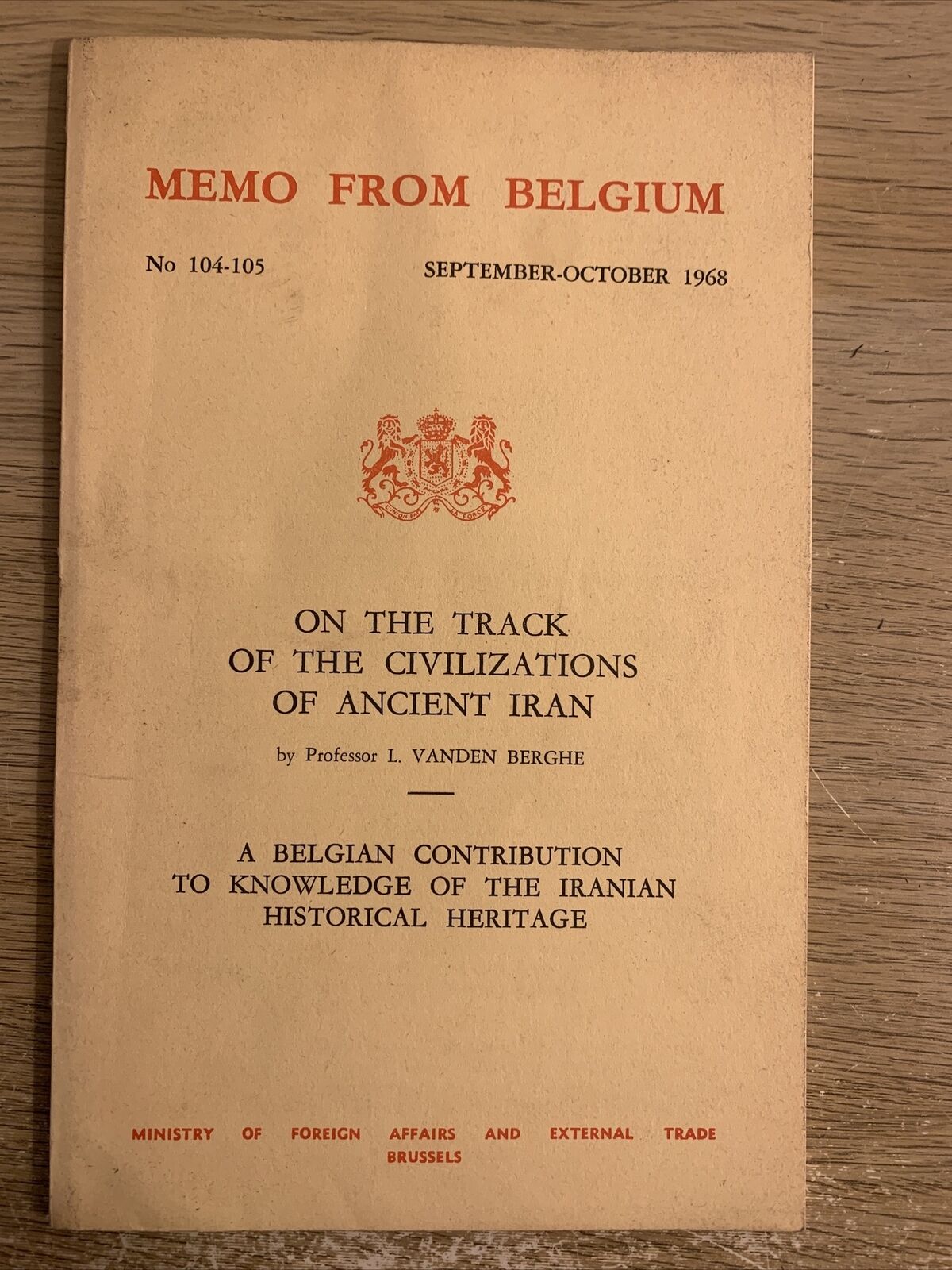 MEMO FROM BELGIUM on the track of ancient civilizations ancient Iran. V. Berghe