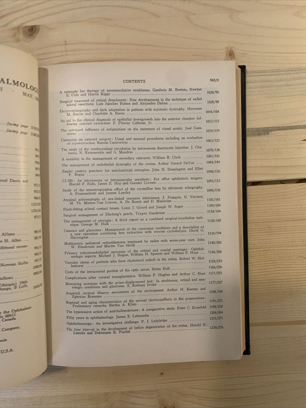 CONTRIBUTIONS TO OPHTHALMIC SCIENCE TO HONOR DERRICK TILTON VAIL, MD 1966 #