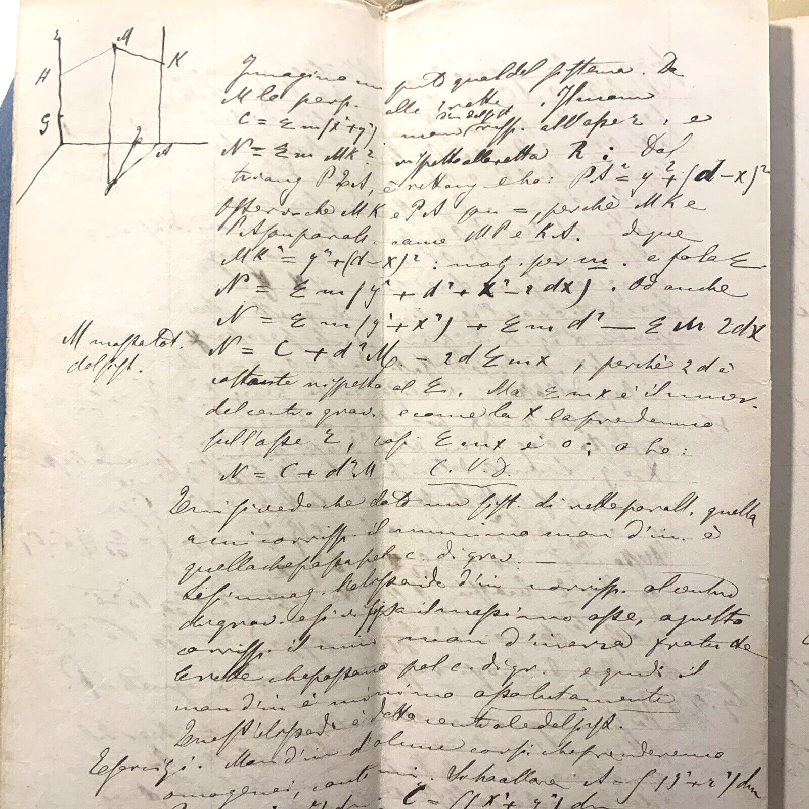 Antico Manoscritto Università di Pavia 1876, Meccanica Razionale, Carlo Formenti