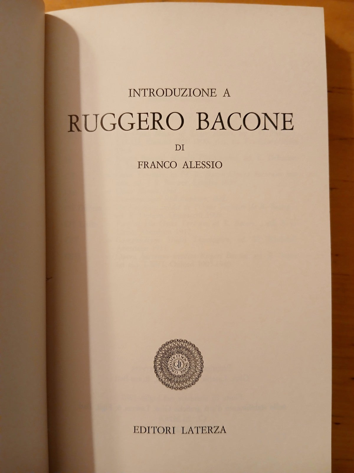 Introduzione a Ruggero Bacone - Laterza editore prima ediz. '85  sottolin. 10 pp