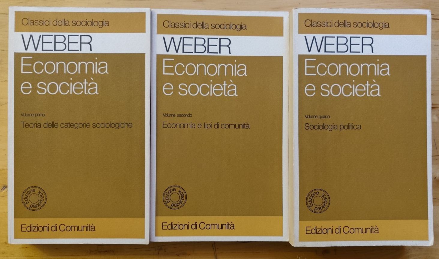 Economia e società - Weber, Sociologia, Edizioni di comunità vol. 1, 2, 4 - 1980