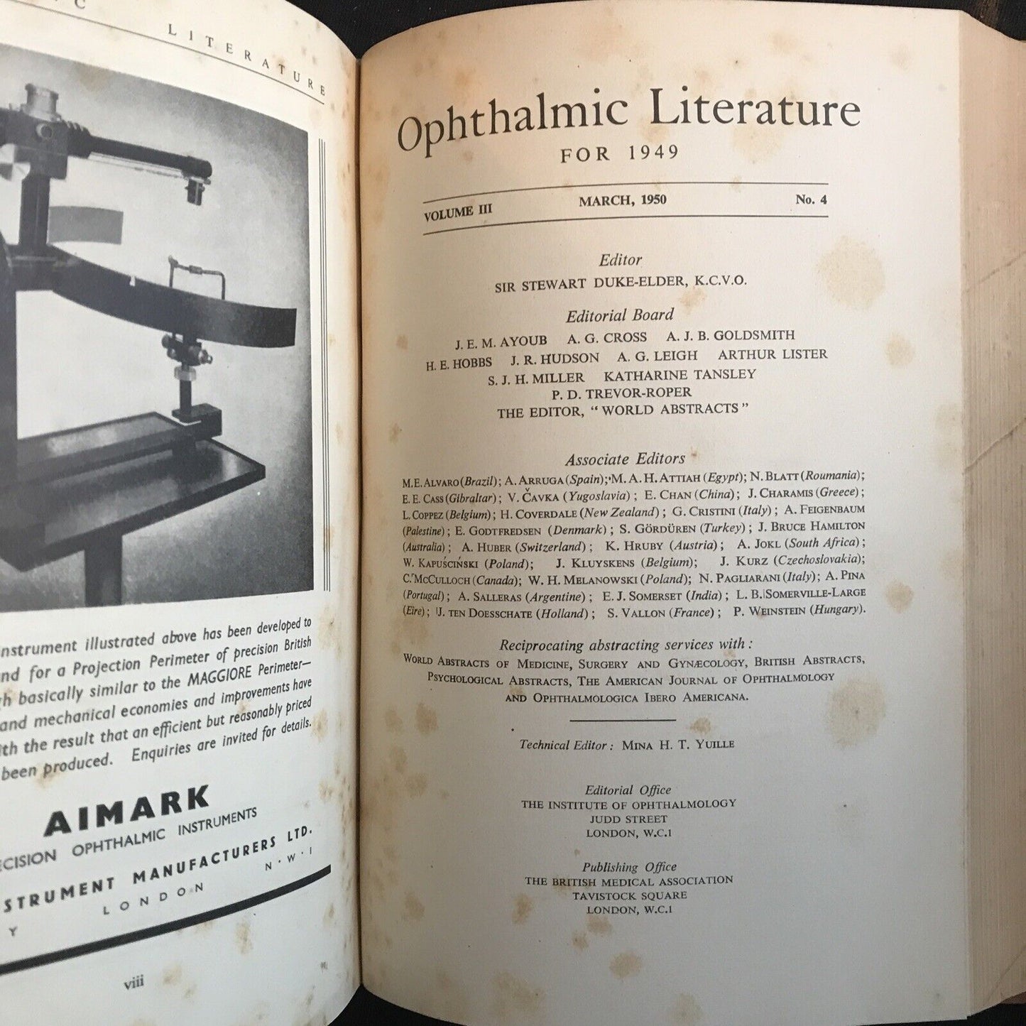 OPHTHALMIC LITERATURE - OFTALMOLOGIA 1949 Stewart Duke Elder voll. 3 pt. 1-2-3-4